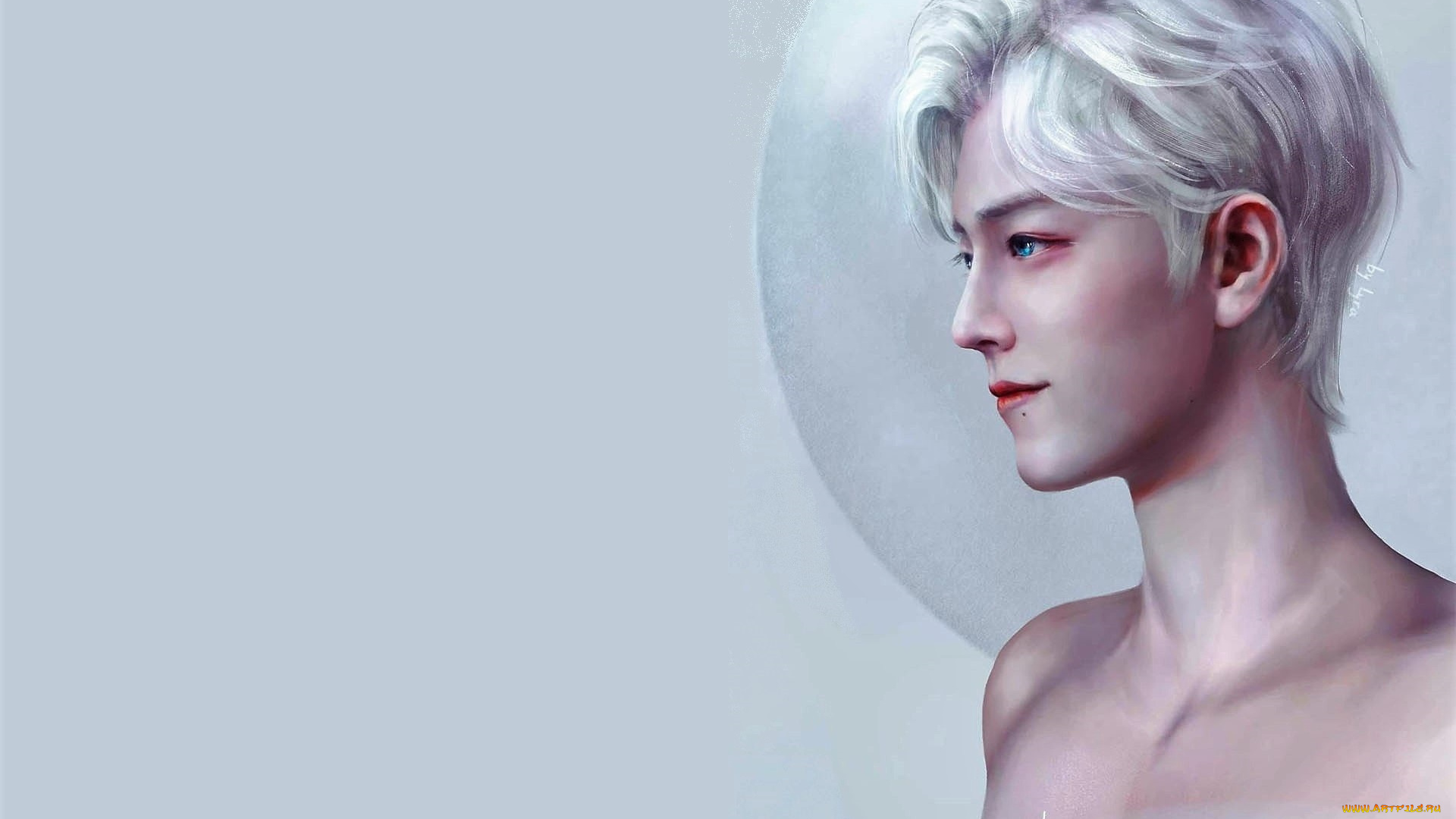 рисованное, люди, сяо, джань, лицо, блондин