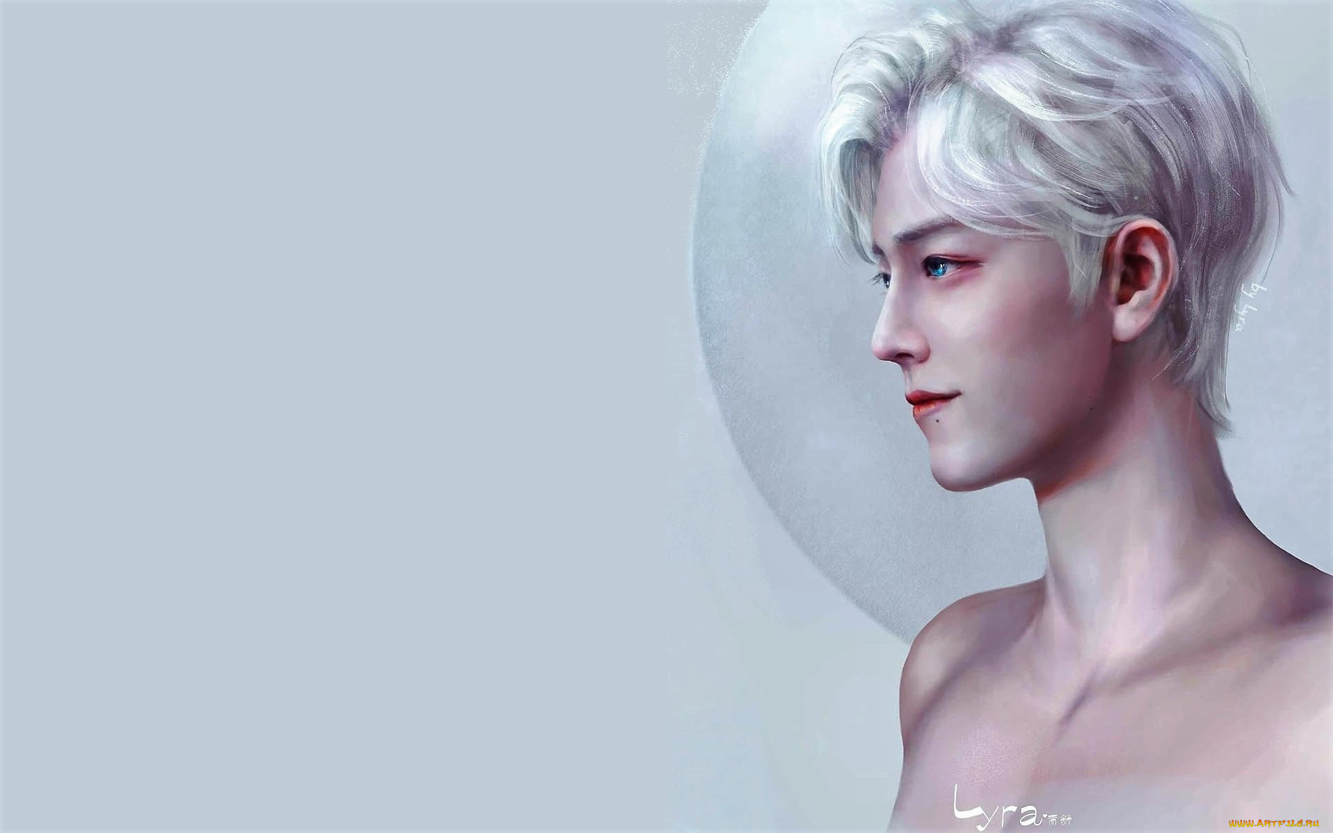 рисованное, люди, сяо, джань, лицо, блондин