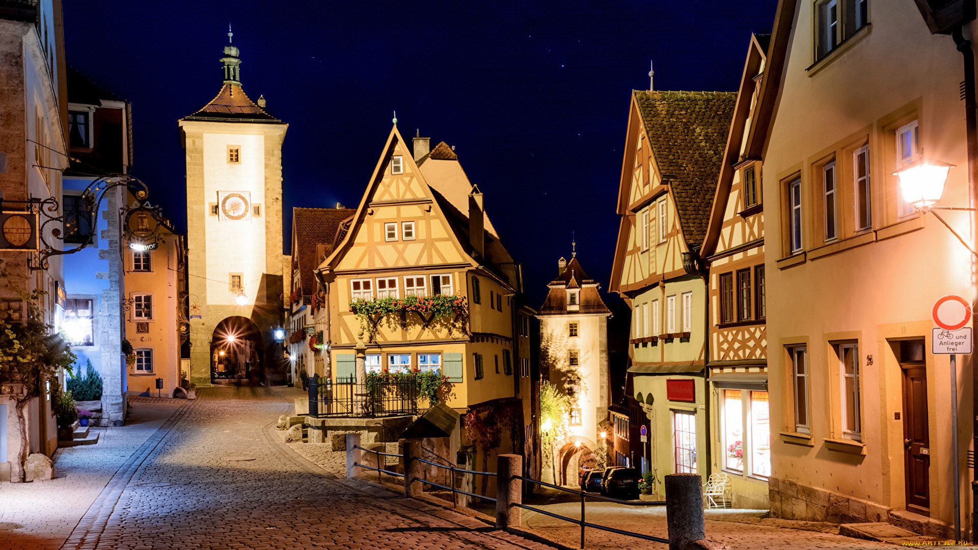 rothenburg, ob, der, tauber, bavaria, germany, города, -, огни, ночного, города, rothenburg, ob, der, tauber