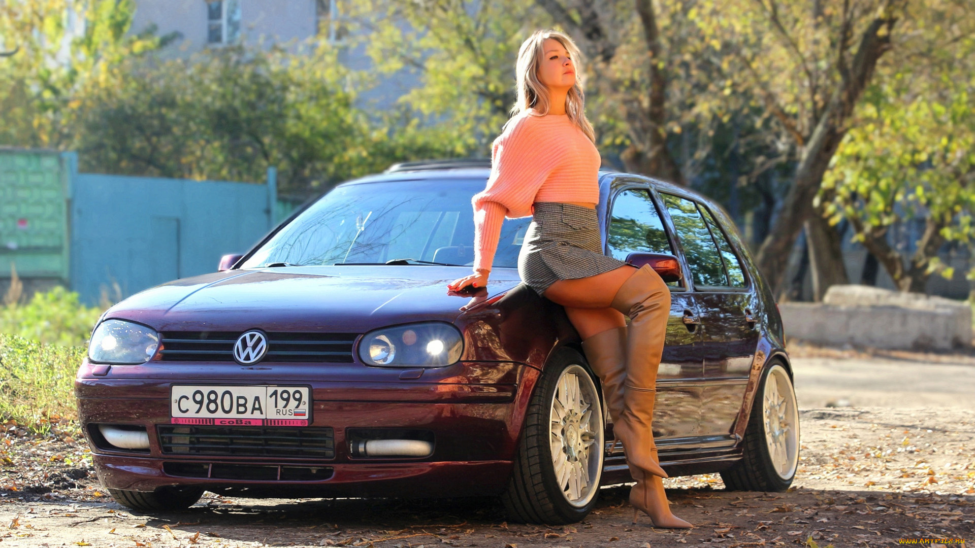 автомобили, -авто, с, девушками, volkswagen, golf