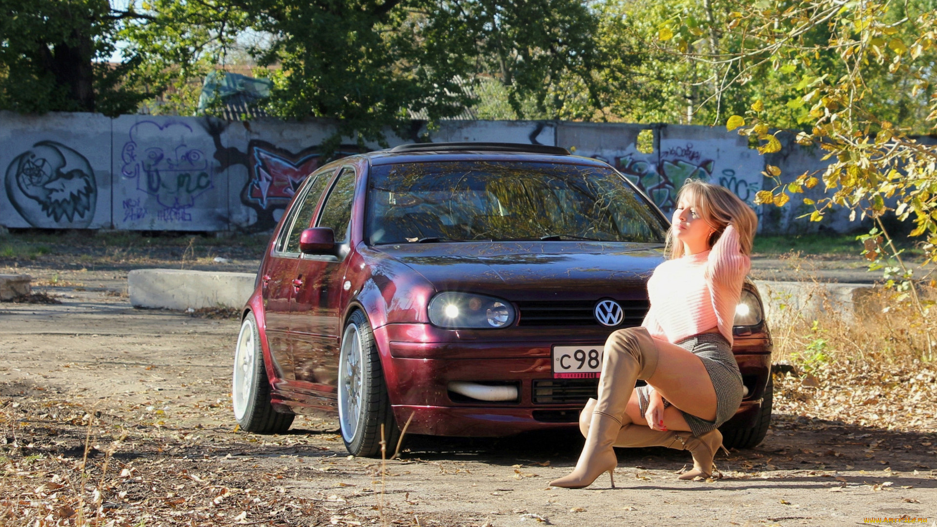 автомобили, -авто, с, девушками, volkswagen, golf