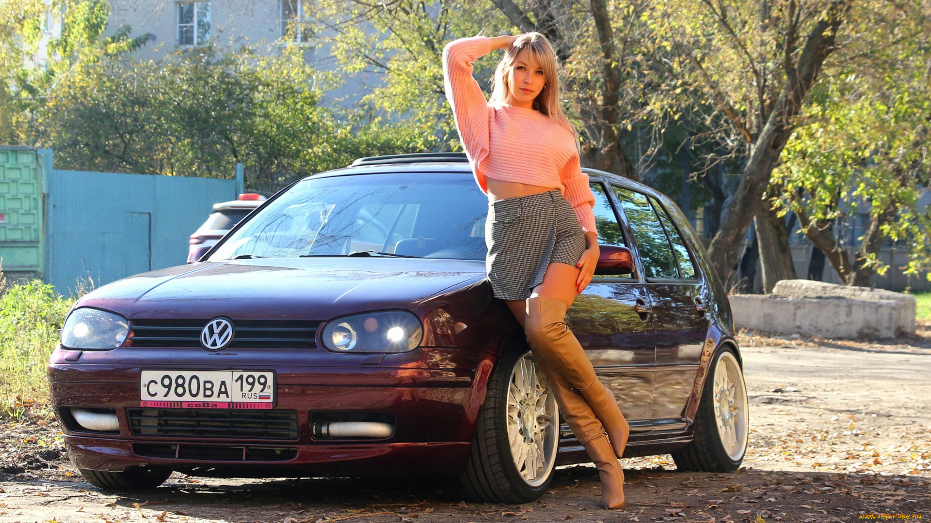 автомобили, -авто, с, девушками, volkswagen, golf