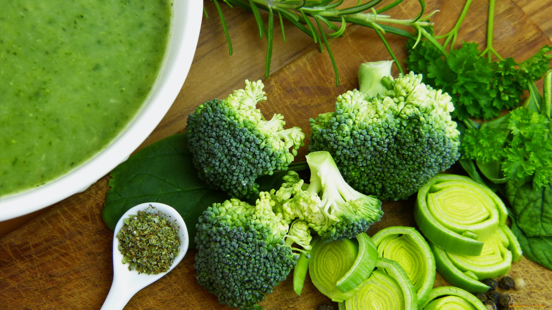 еда, овощи, брокколи, лук, порей, розмарин, петрушка