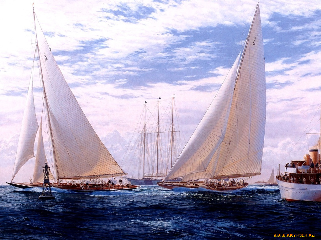 корабли, рисованные