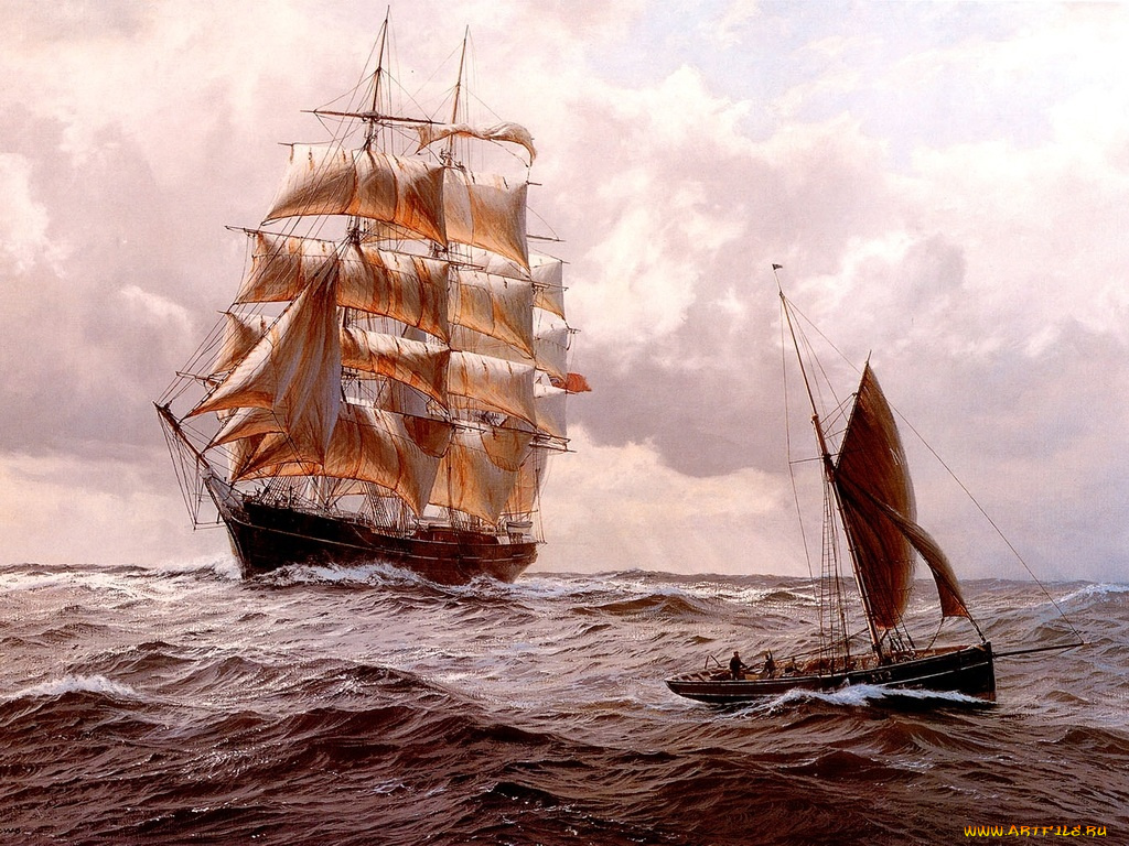 корабли, рисованные