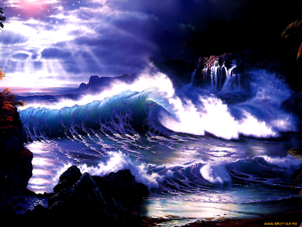 прибой, фэнтези, пейзажи