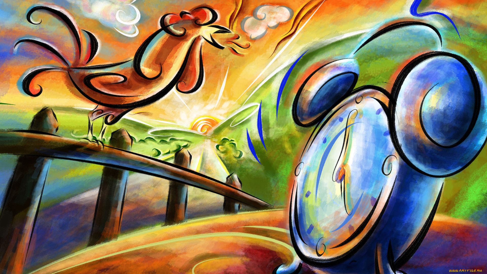 рисованные, животные, птицы, курицы, петухи, цыплята