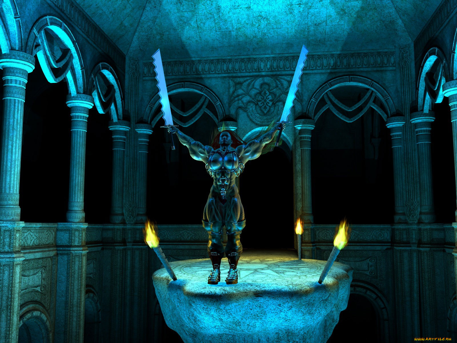 3д, графика, fantasy, фантазия, фкелы, колоны, воин