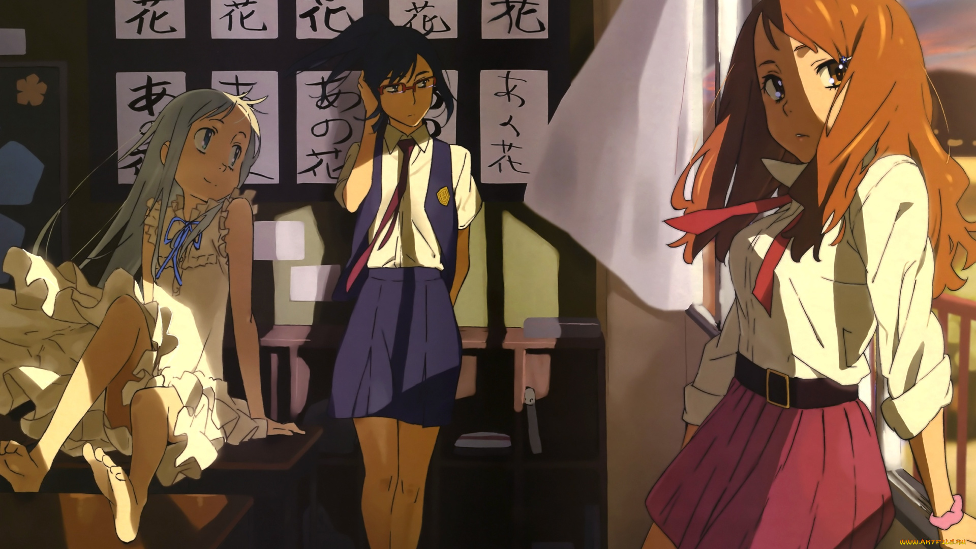 аниме, anohana, девушки