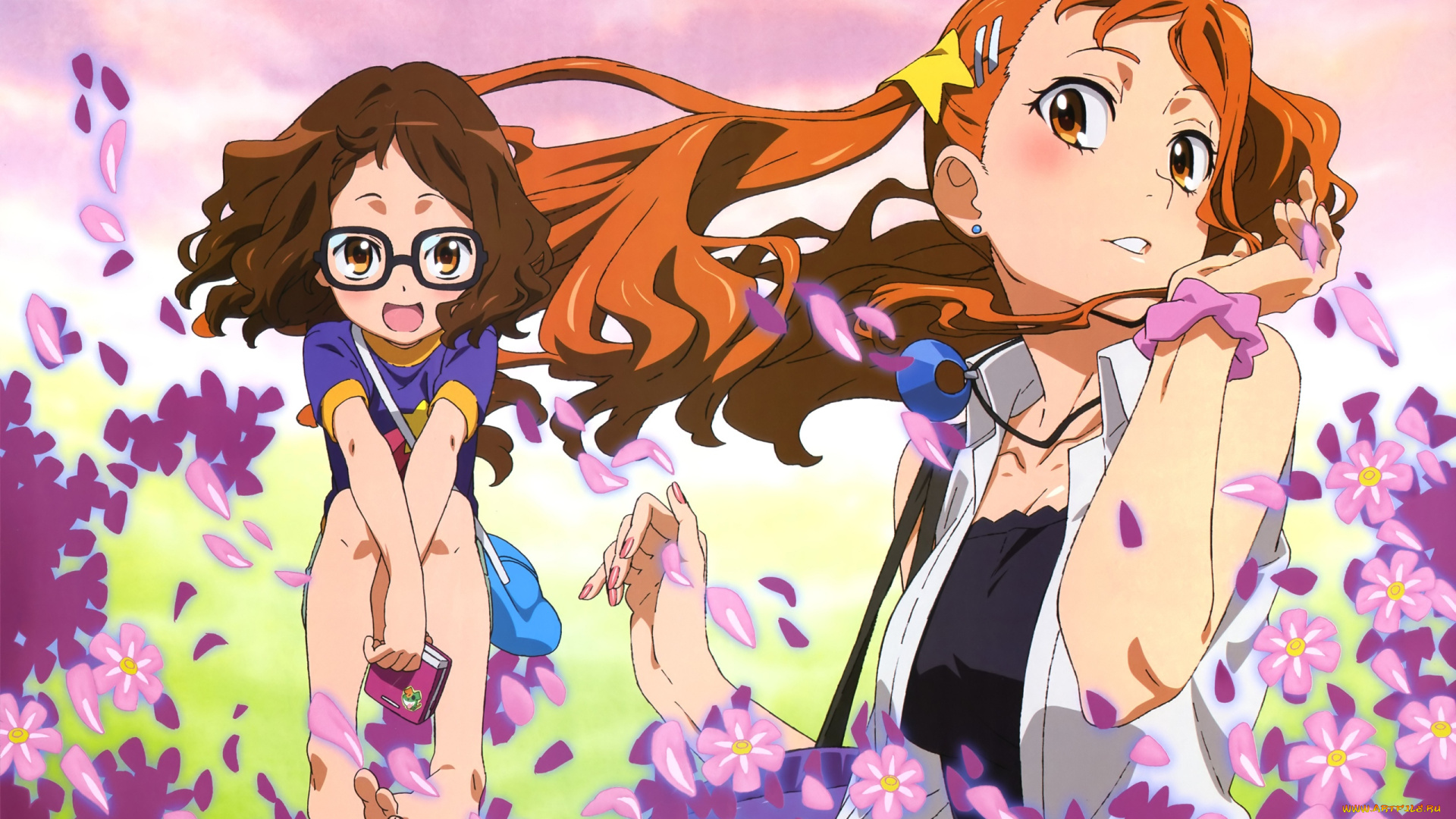 аниме, anohana, девушки, цветы