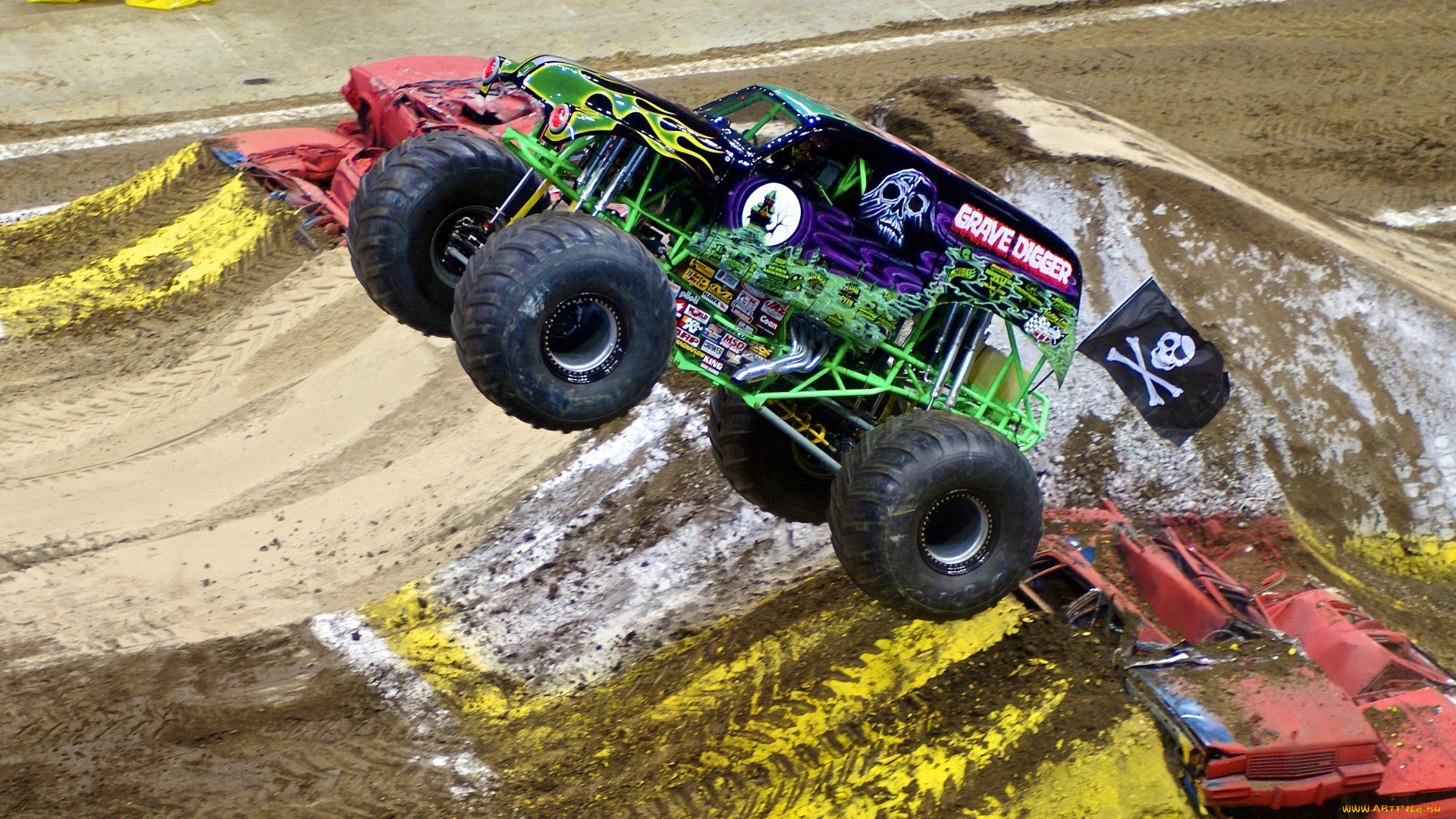 спорт, big, foot, флаг, полет, колеса