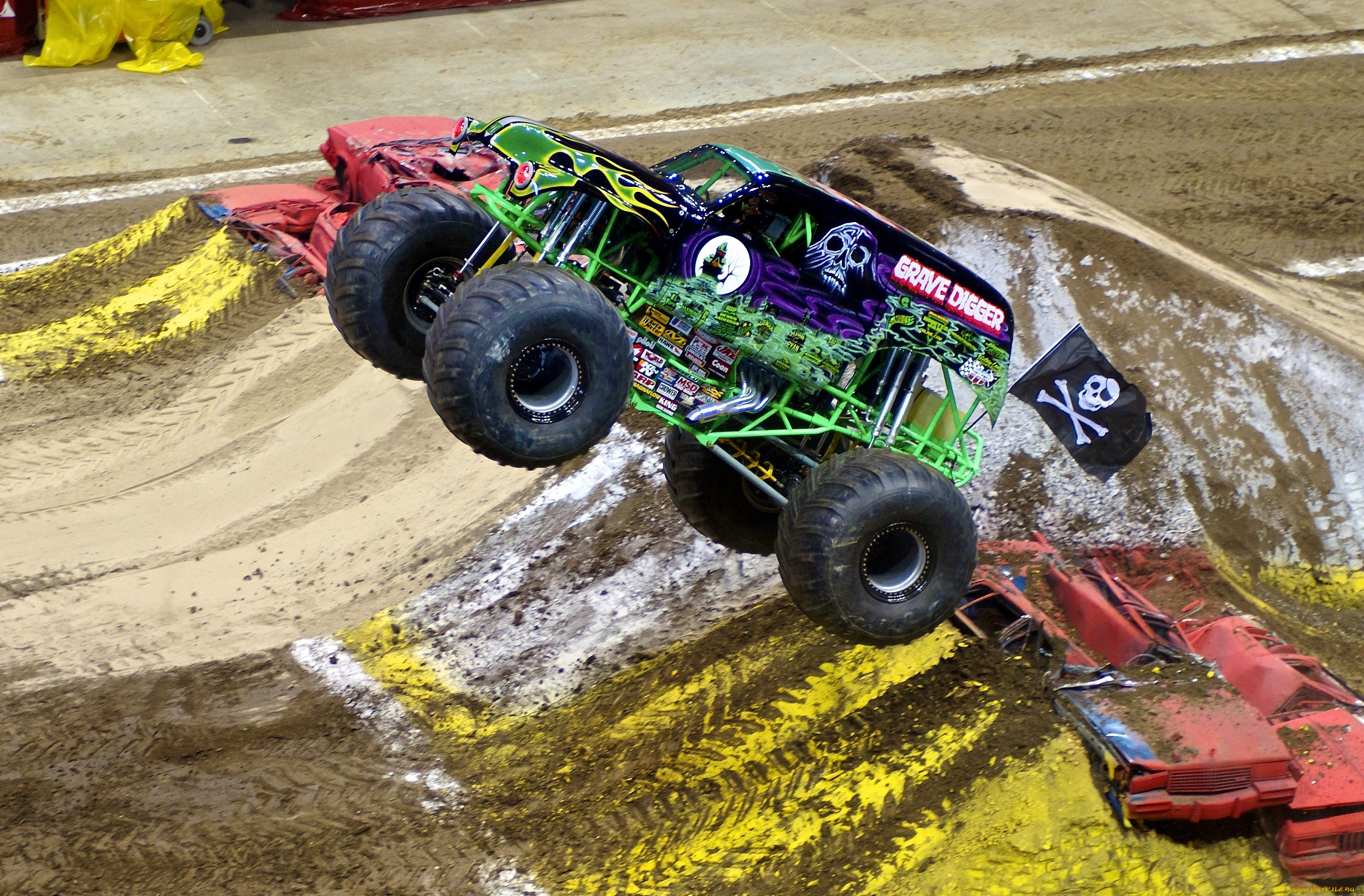 спорт, big, foot, флаг, полет, колеса