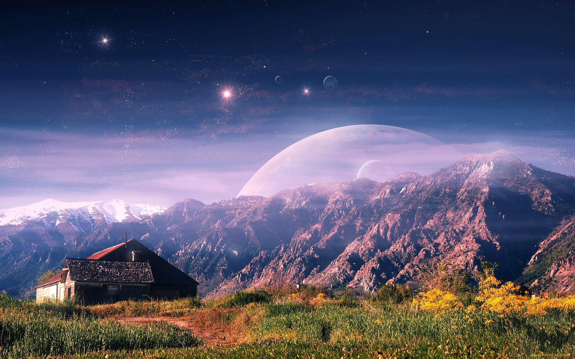 разное, компьютерный, дизайн, дом, горы, планеты