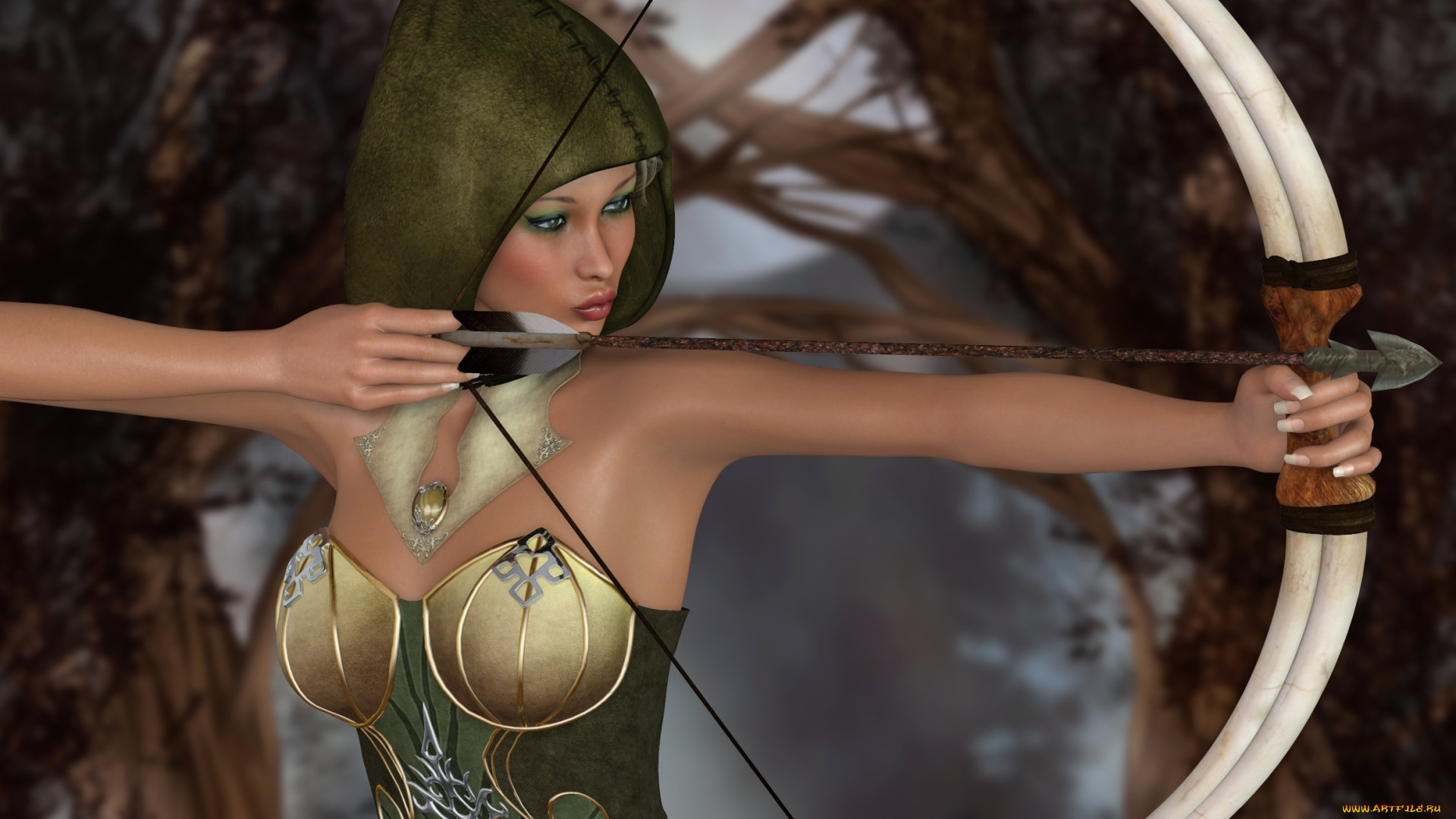 3д, графика, amazon, амазонки, девушка, лук