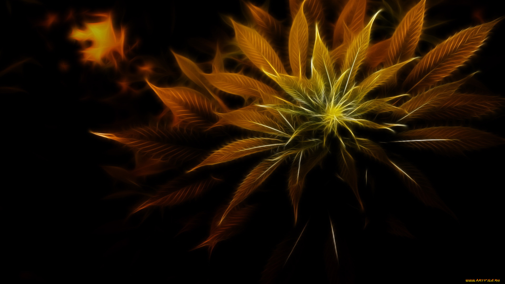 3д, графика, nature, landscape, природа, листья