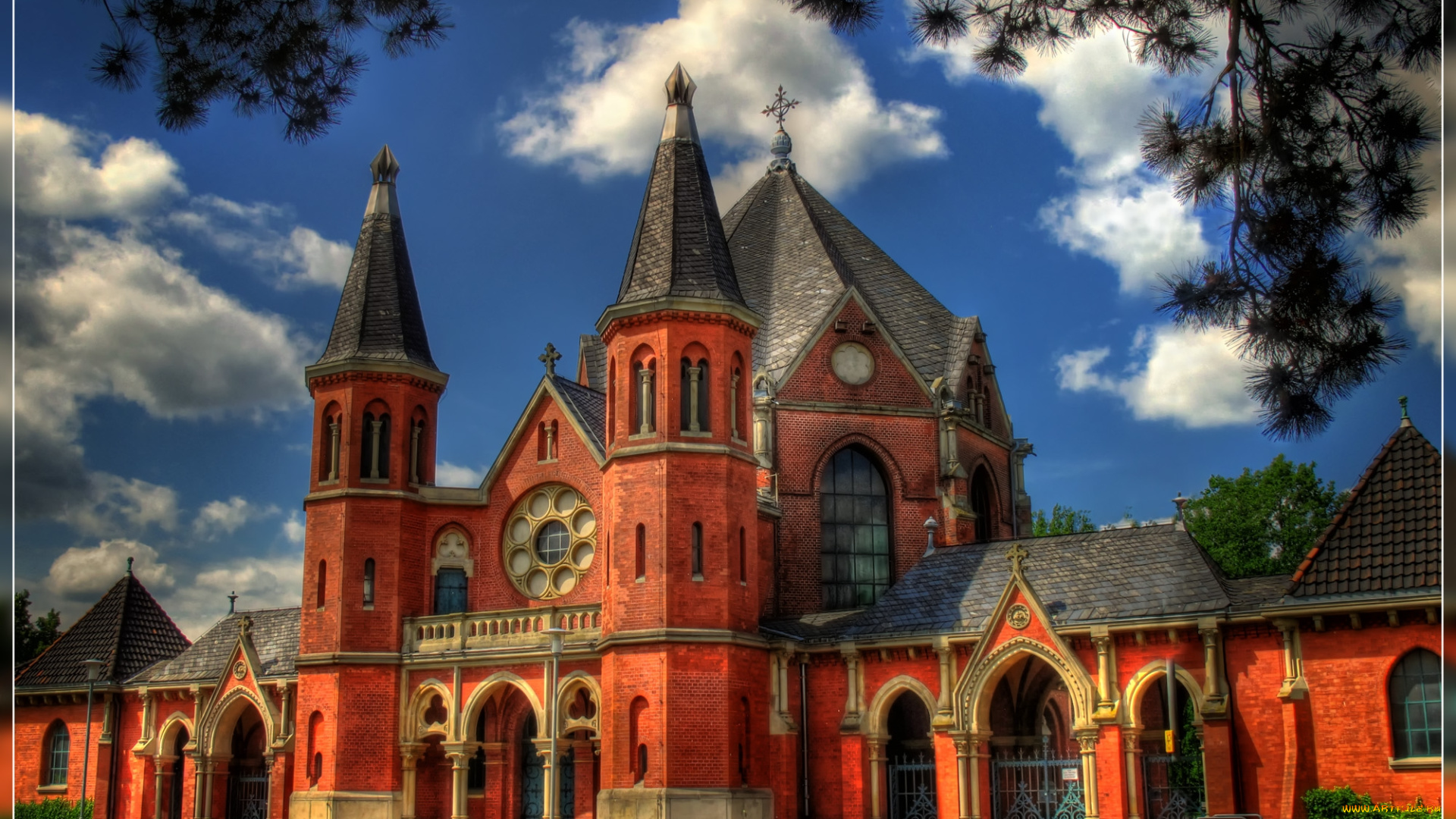 eingangsportal, des, stadtfriedhof, st&, 246, cken, hannover, города, католические, соборы, костелы, аббатства, газон, парк, храм