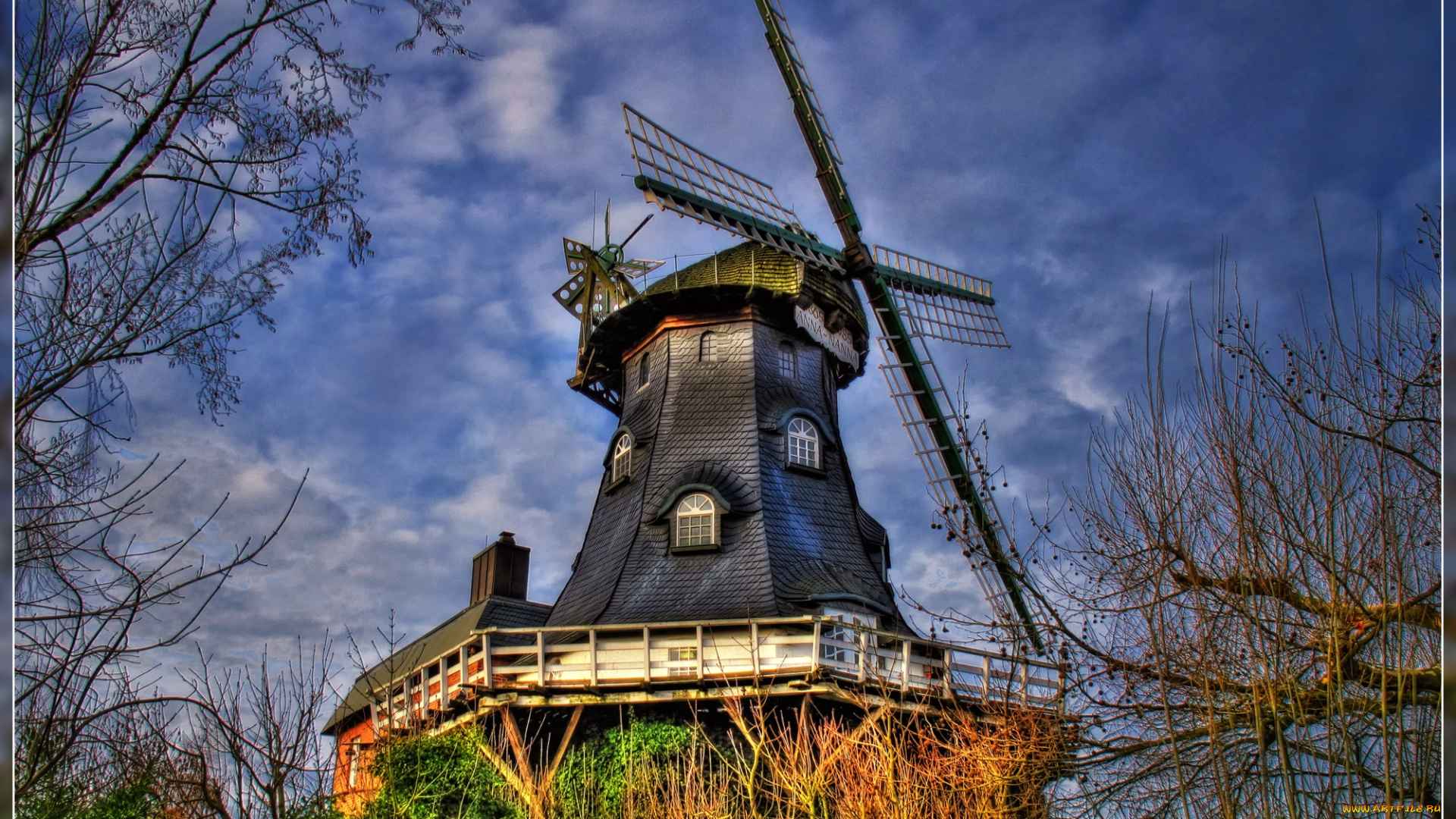 разное, мельницы, лопасти, лес, мельница, ветряк