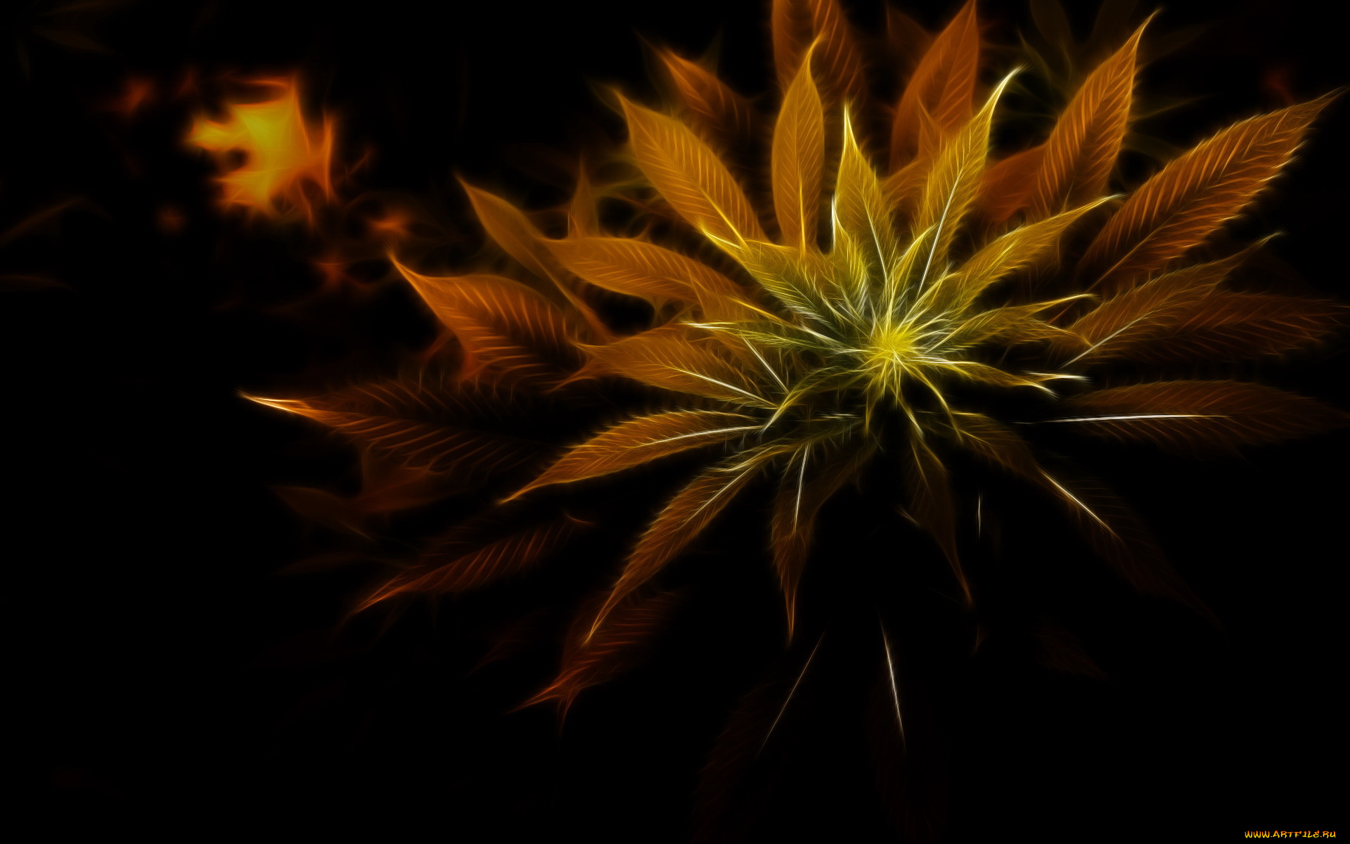 3д, графика, nature, landscape, природа, листья