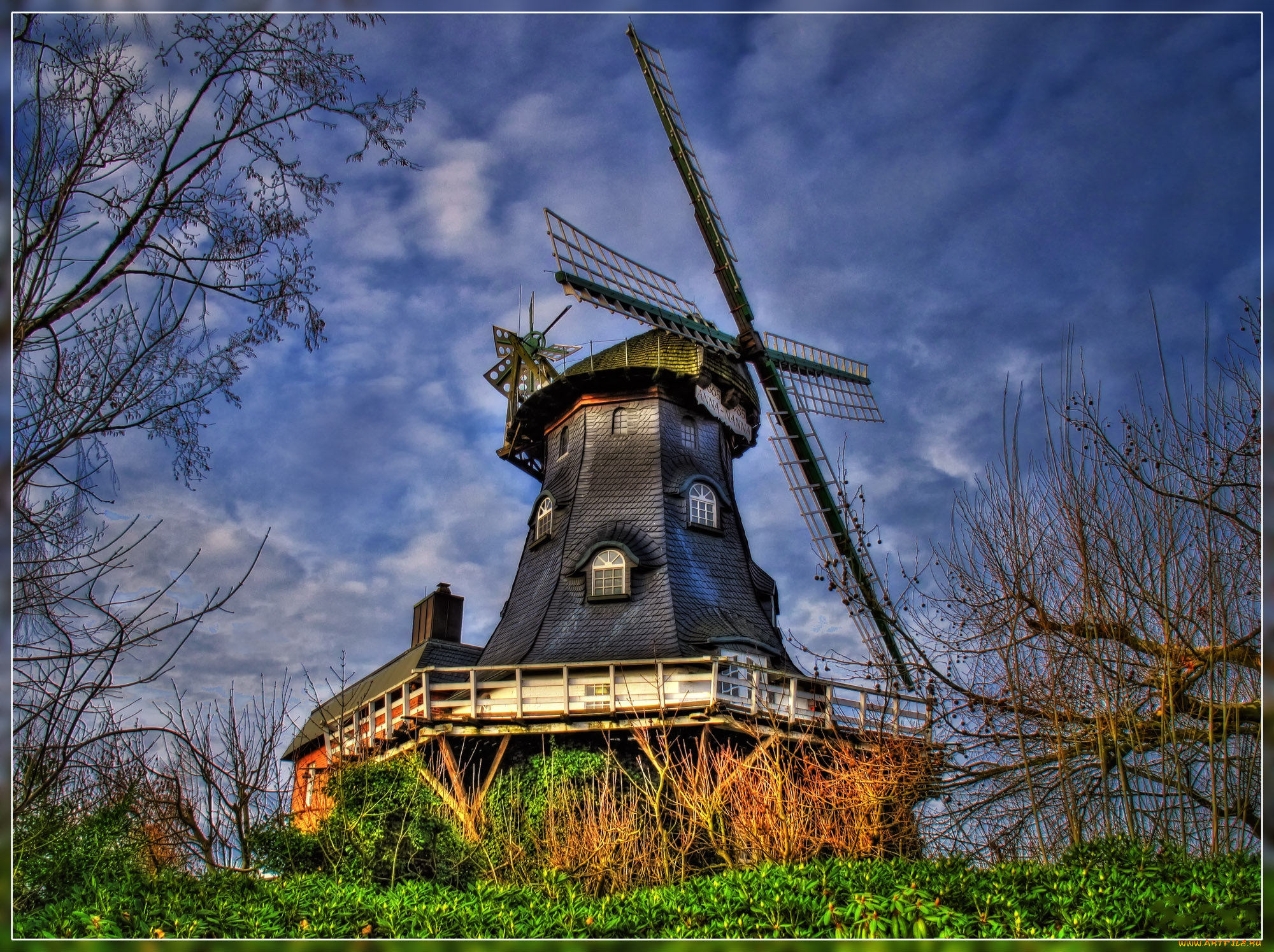 разное, мельницы, лопасти, лес, мельница, ветряк