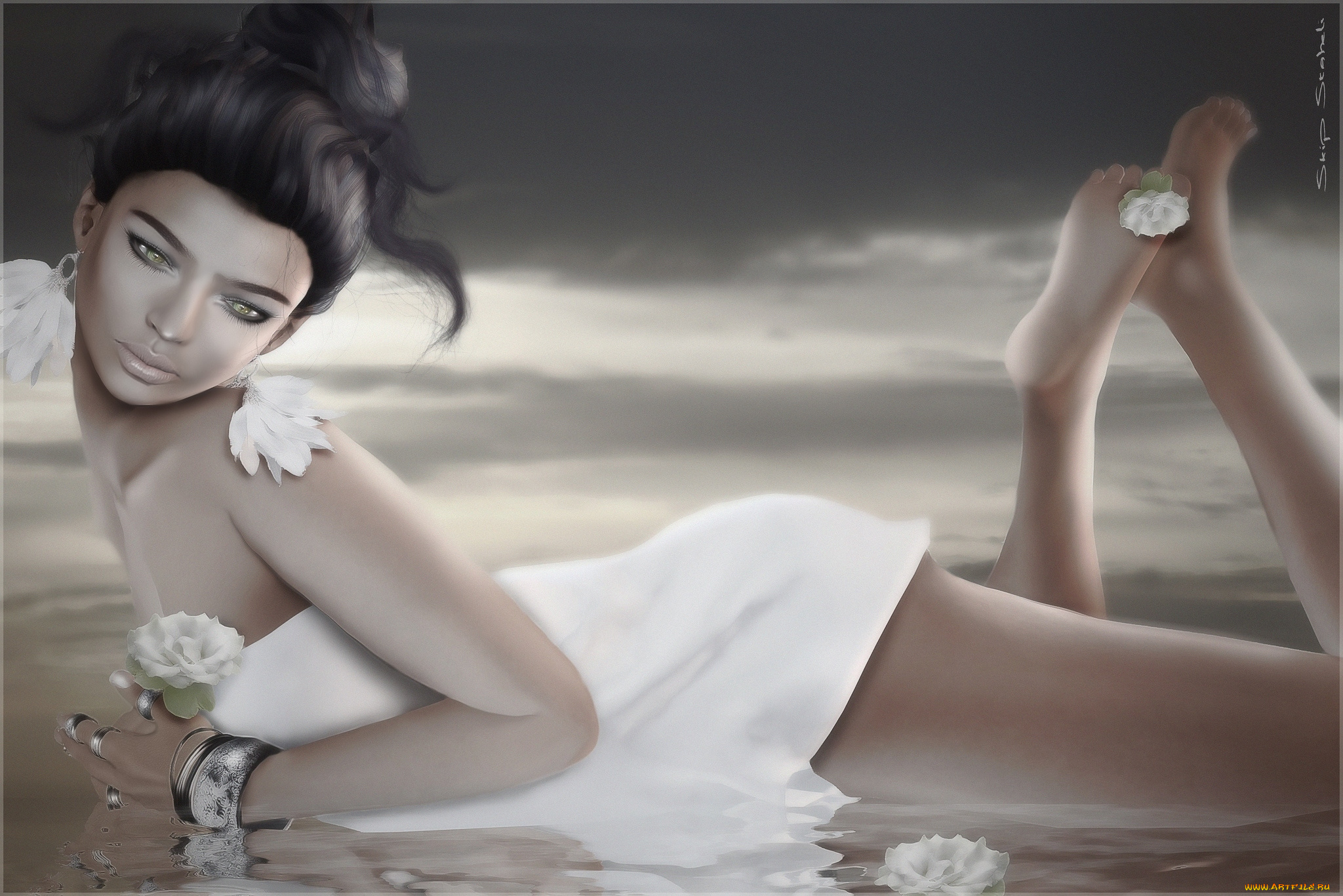 3д, графика, people, люди, девушка, цветы