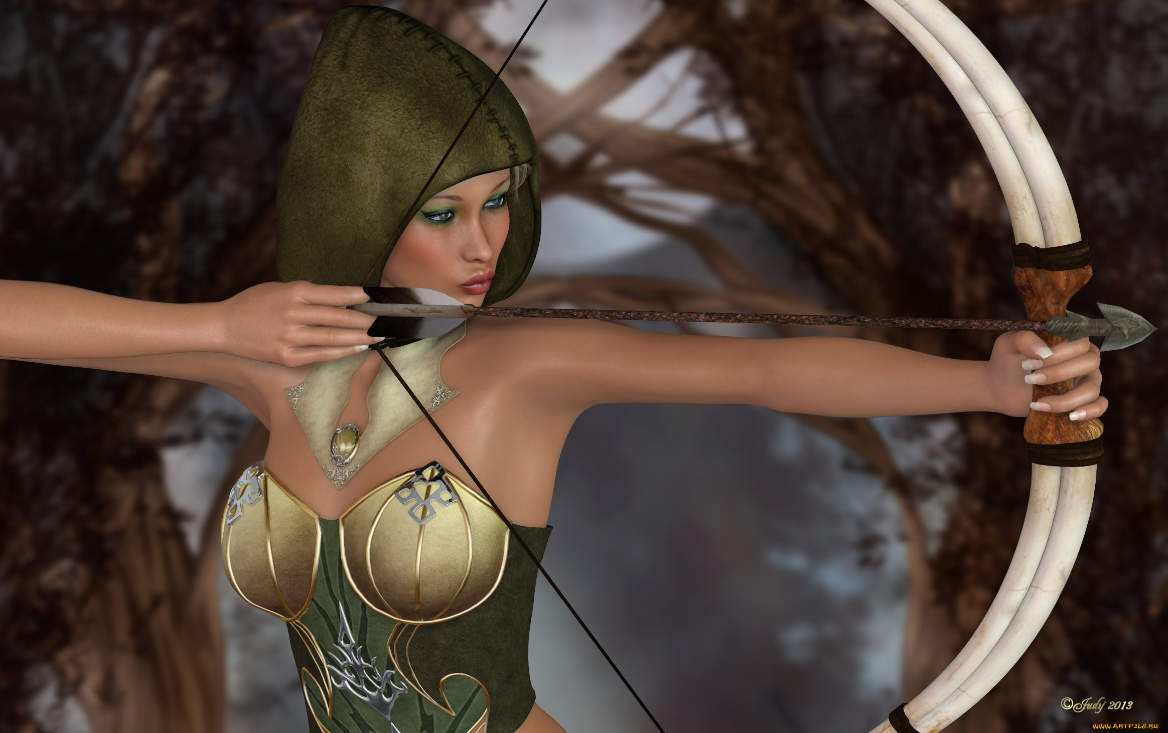 3д, графика, amazon, амазонки, девушка, лук