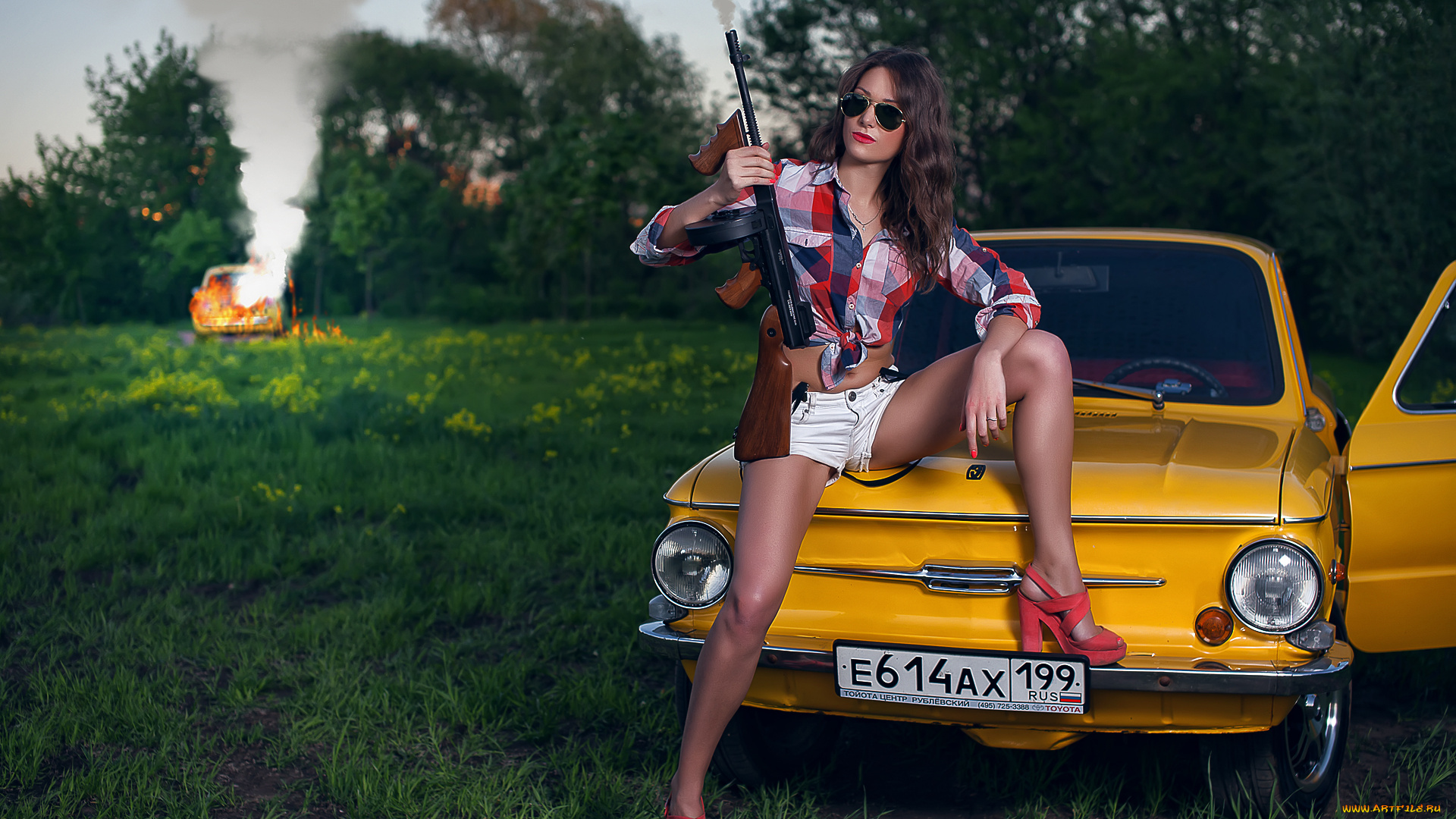 автомобили, авто, с, девушками, заз