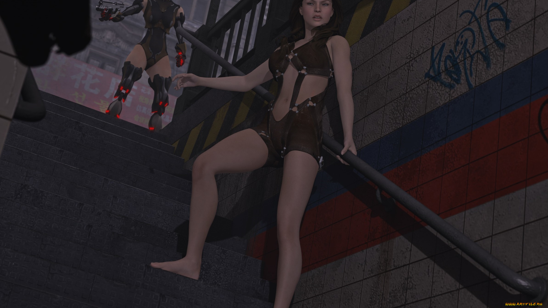 3д, графика, фантазия, , fantasy, оружие, фон, взгляд, девушки