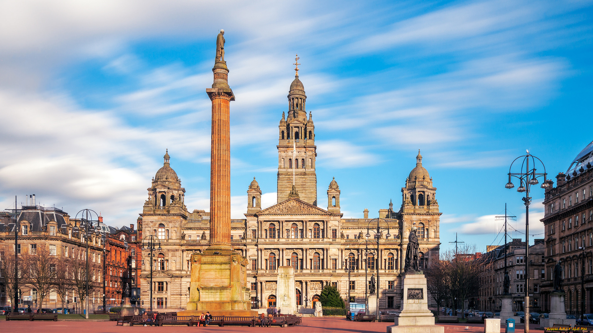 george, square, города, -, улицы, , площади, , набережные, шпиль, башня, колонна, площадь