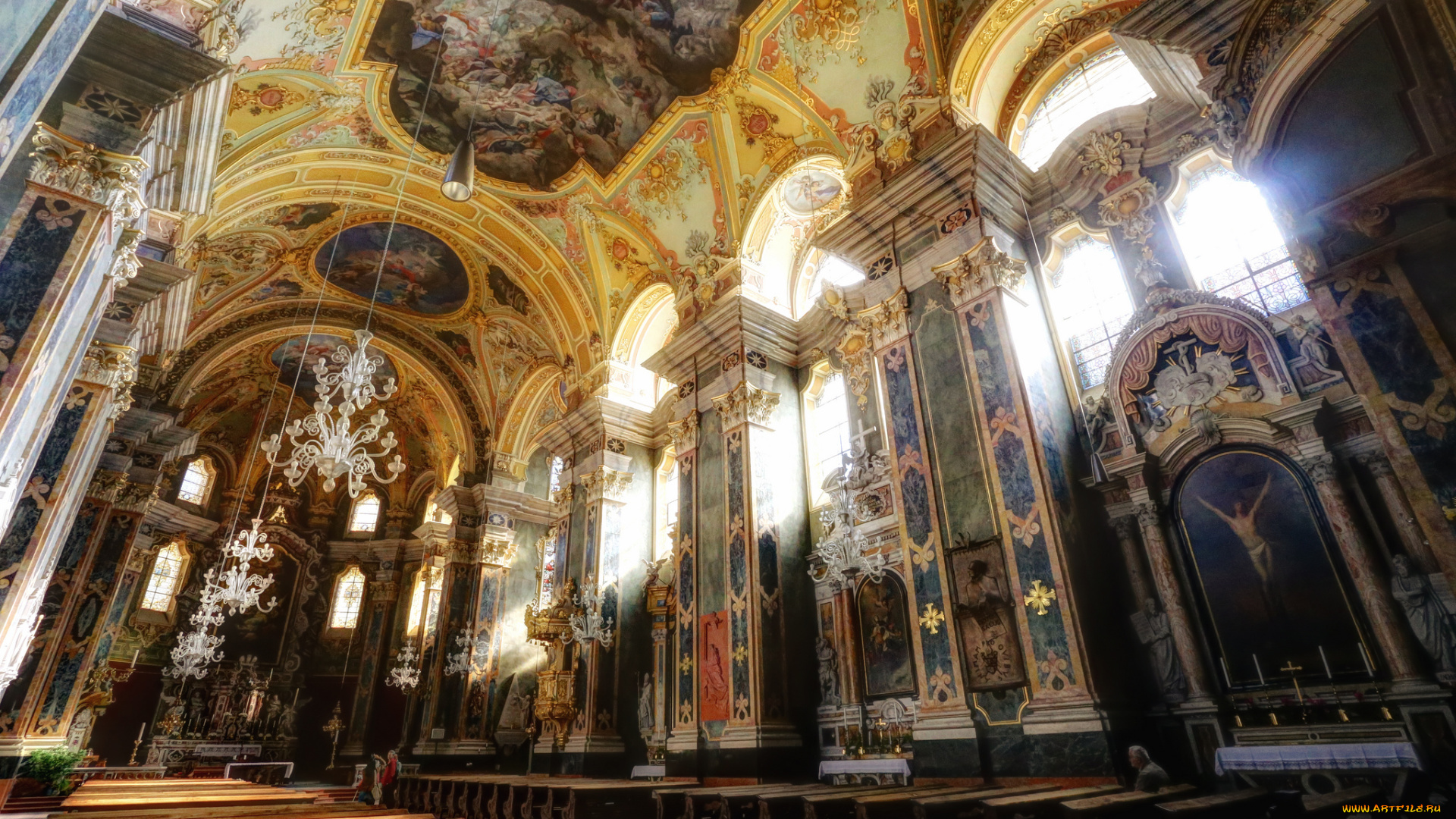 interiors, of, bolzano, cathedral, интерьер, убранство, , роспись, храма, декор, собор