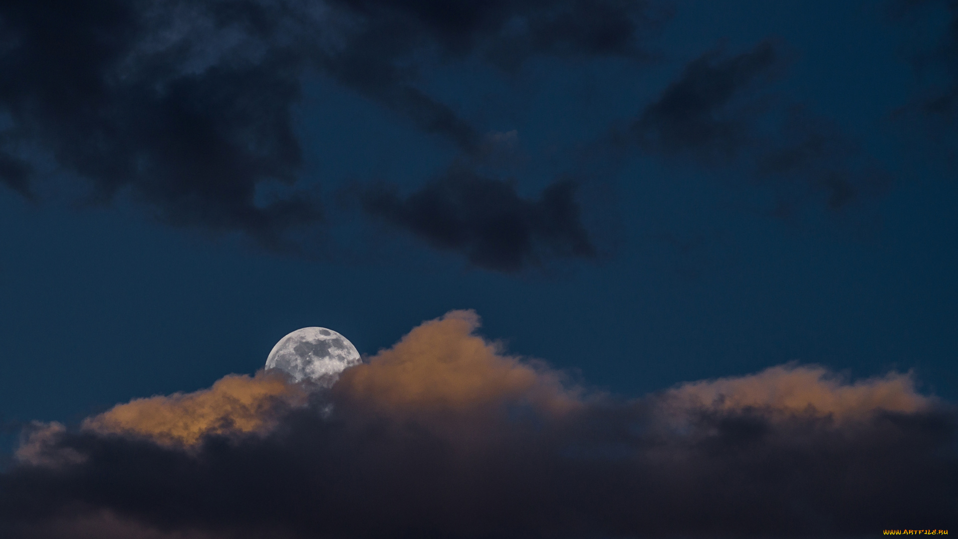 космос, луна, свет, тучи, облака, небо