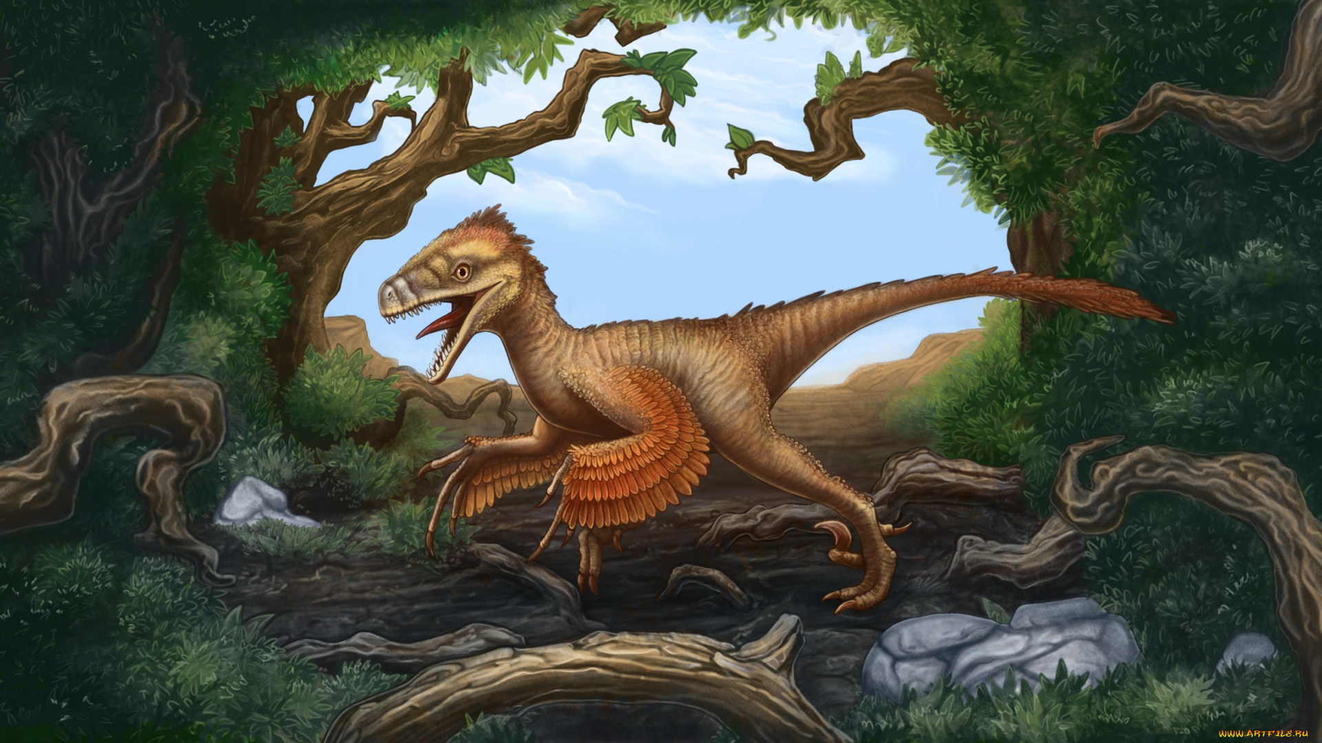 рисованное, животные, , доисторические, динозавр