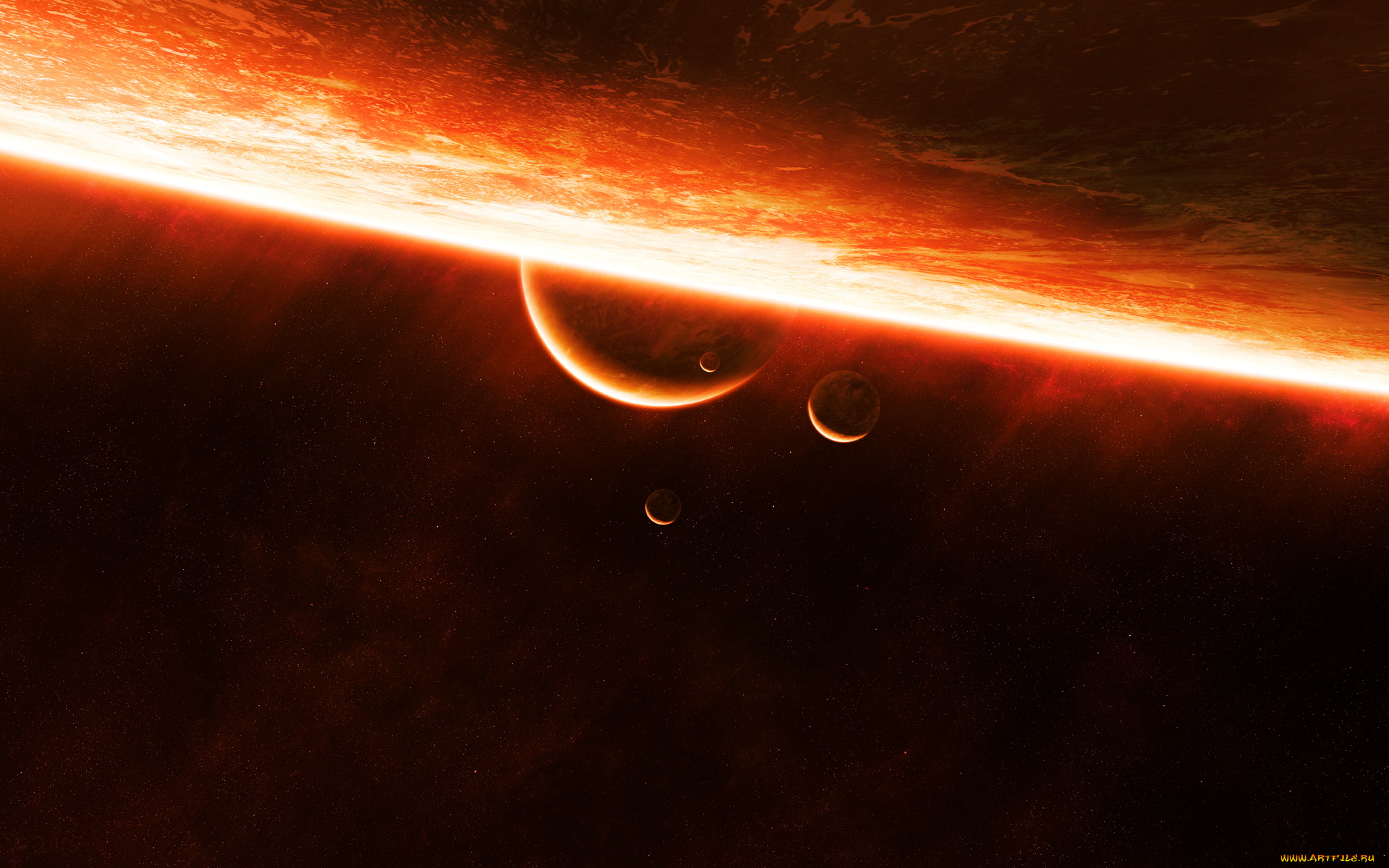 космос, арт, планеты, вселенная, галактика, звезды