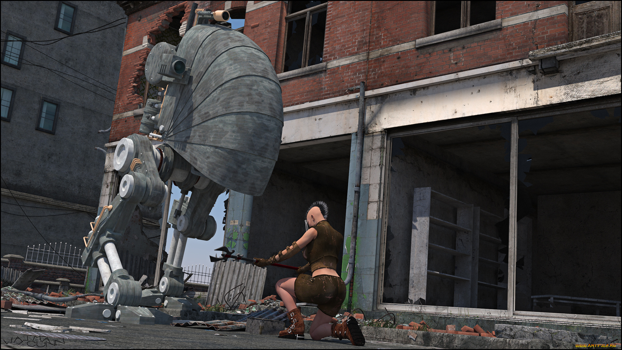 3д, графика, фантазия, , fantasy, робот, фон, взгляд, девушка