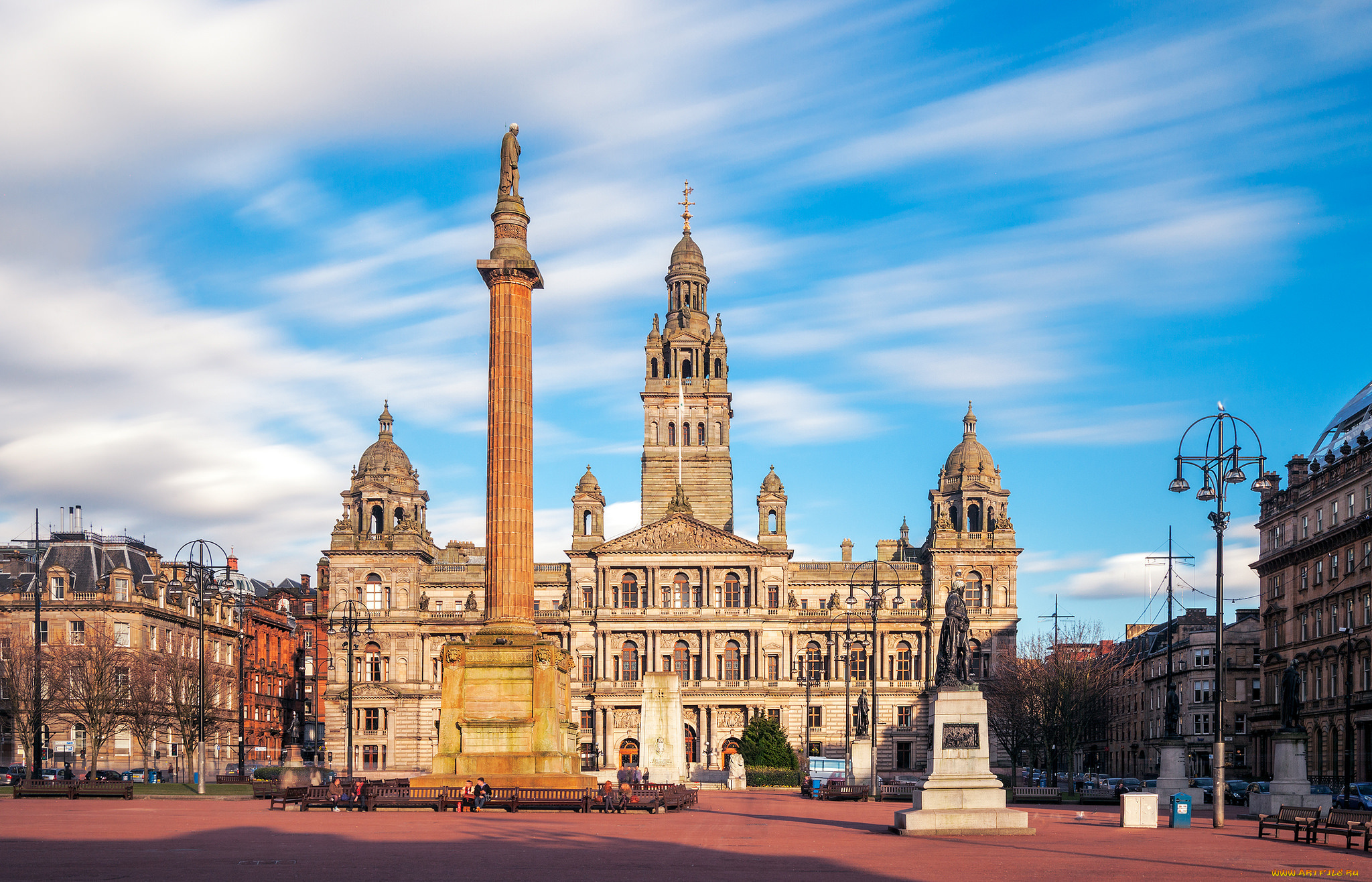 george, square, города, -, улицы, , площади, , набережные, шпиль, башня, колонна, площадь