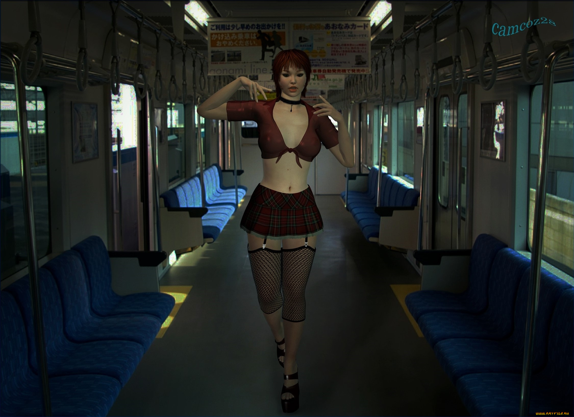 3д, графика, люди, , people, взгляд, девушка, вагон, фон