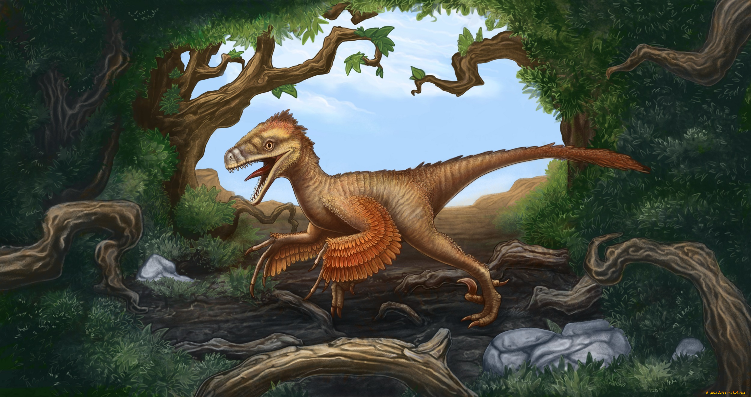 рисованное, животные, , доисторические, динозавр