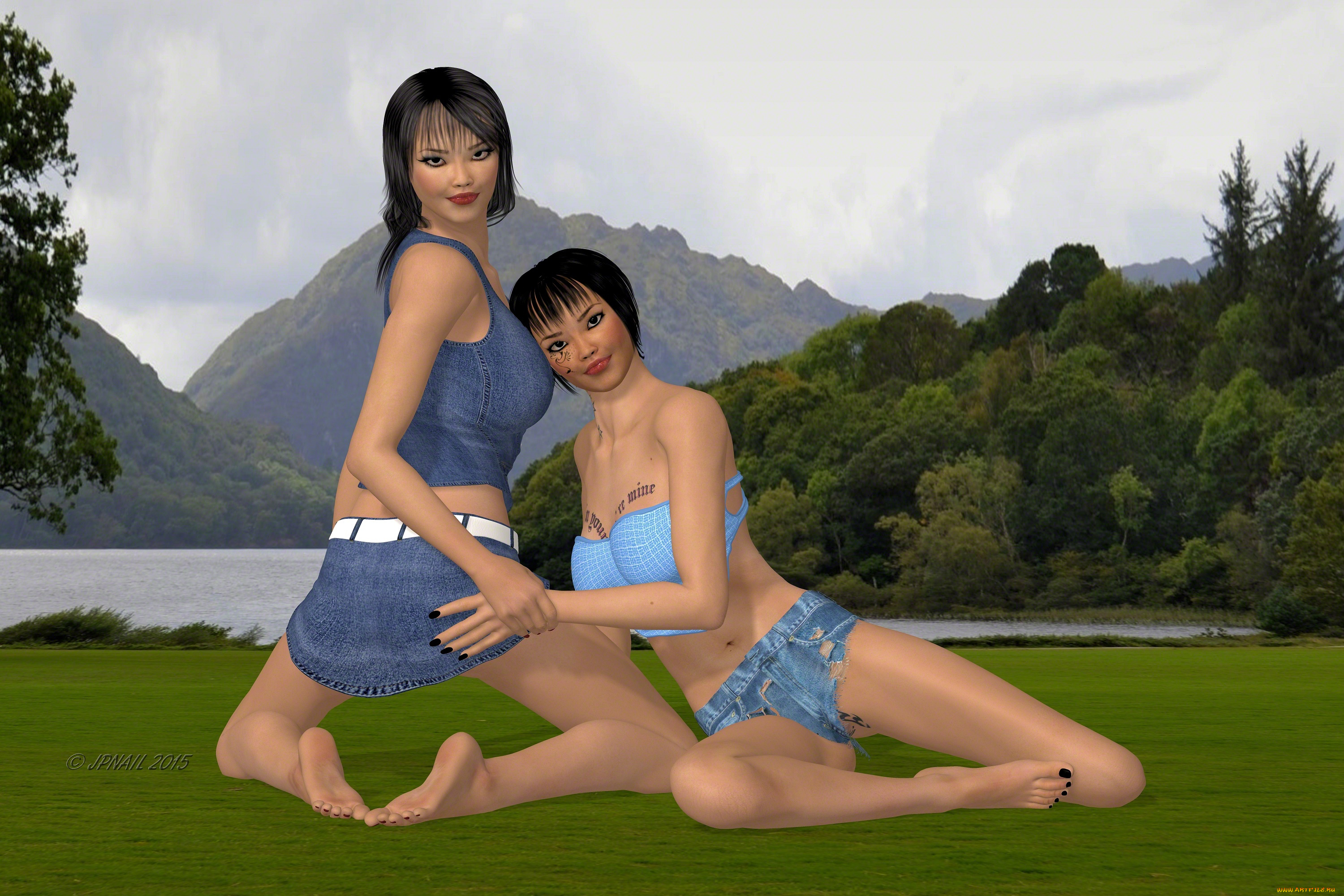 3д, графика, люди, , people, девушки, фон, взгляд