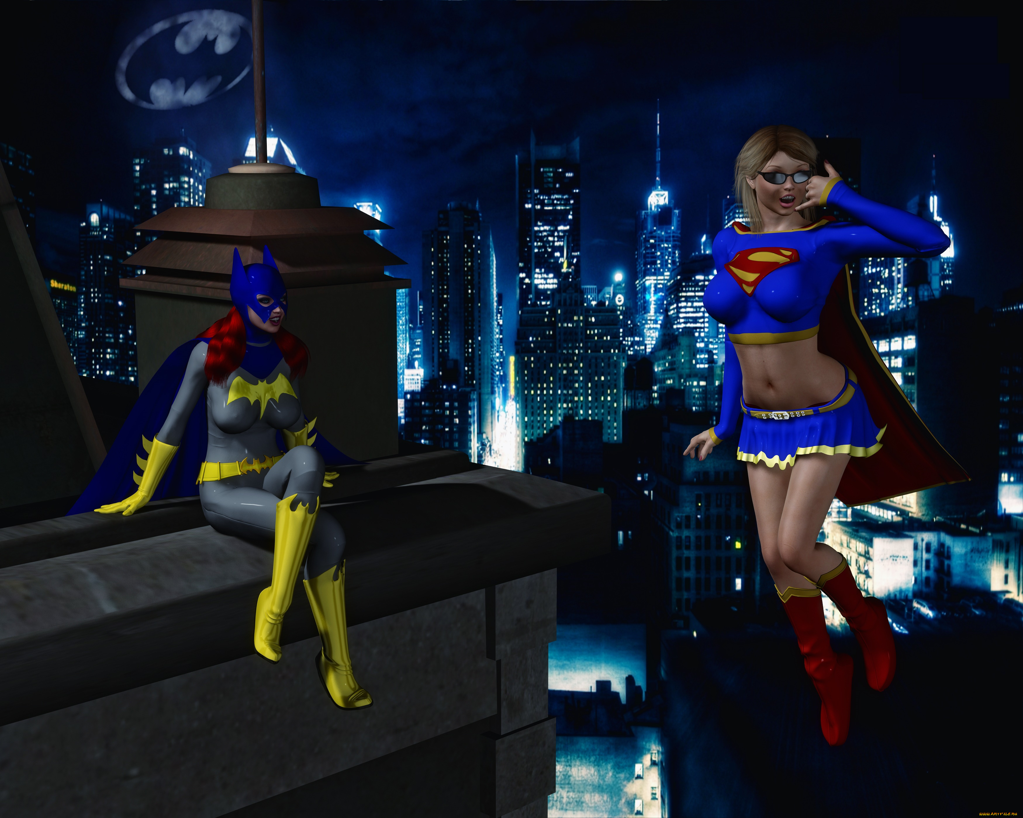 3д, графика, фантазия, , fantasy, фон, супермены, взгляд, девушки