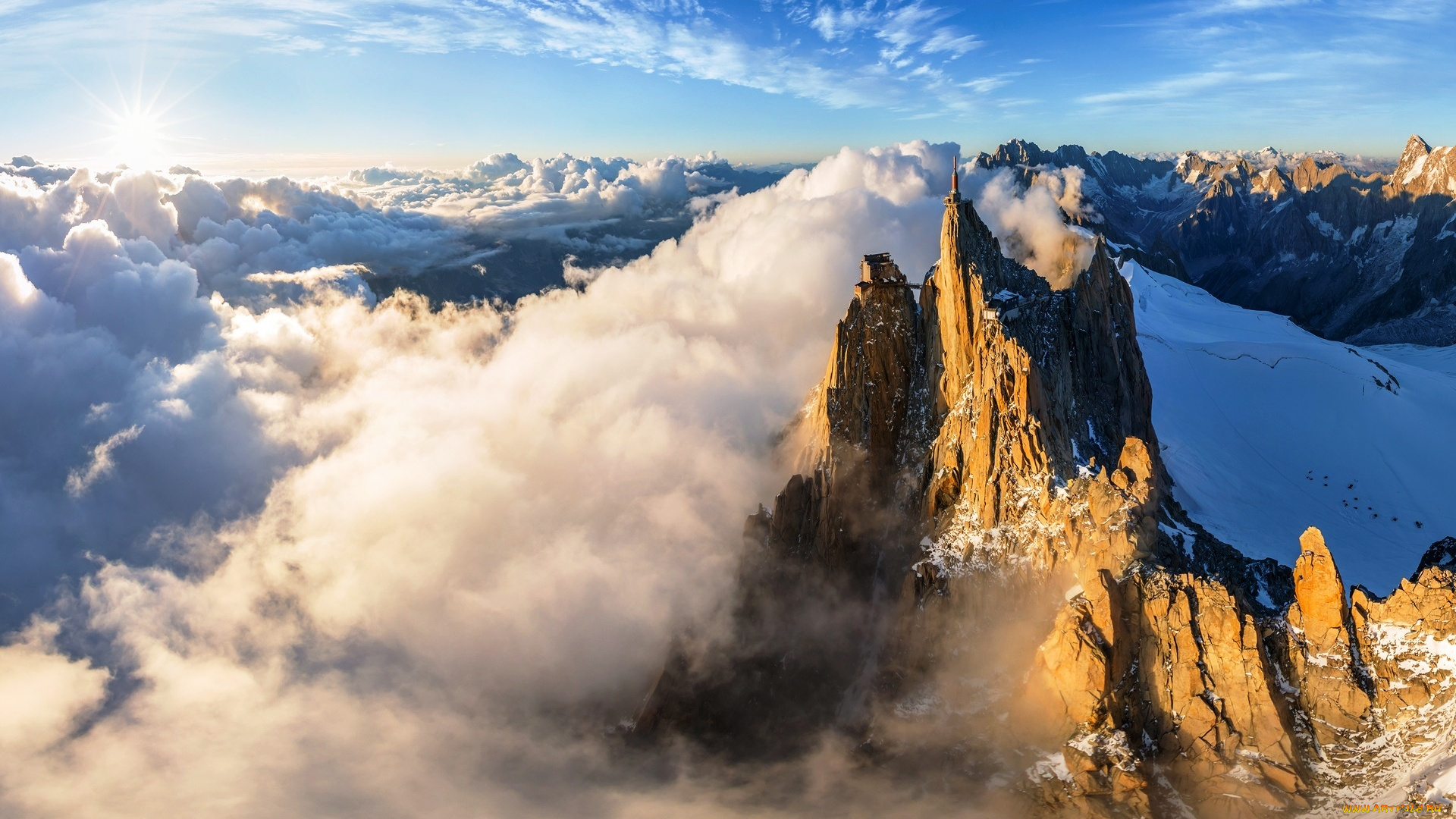 природа, горы, скалы, облака, панорама