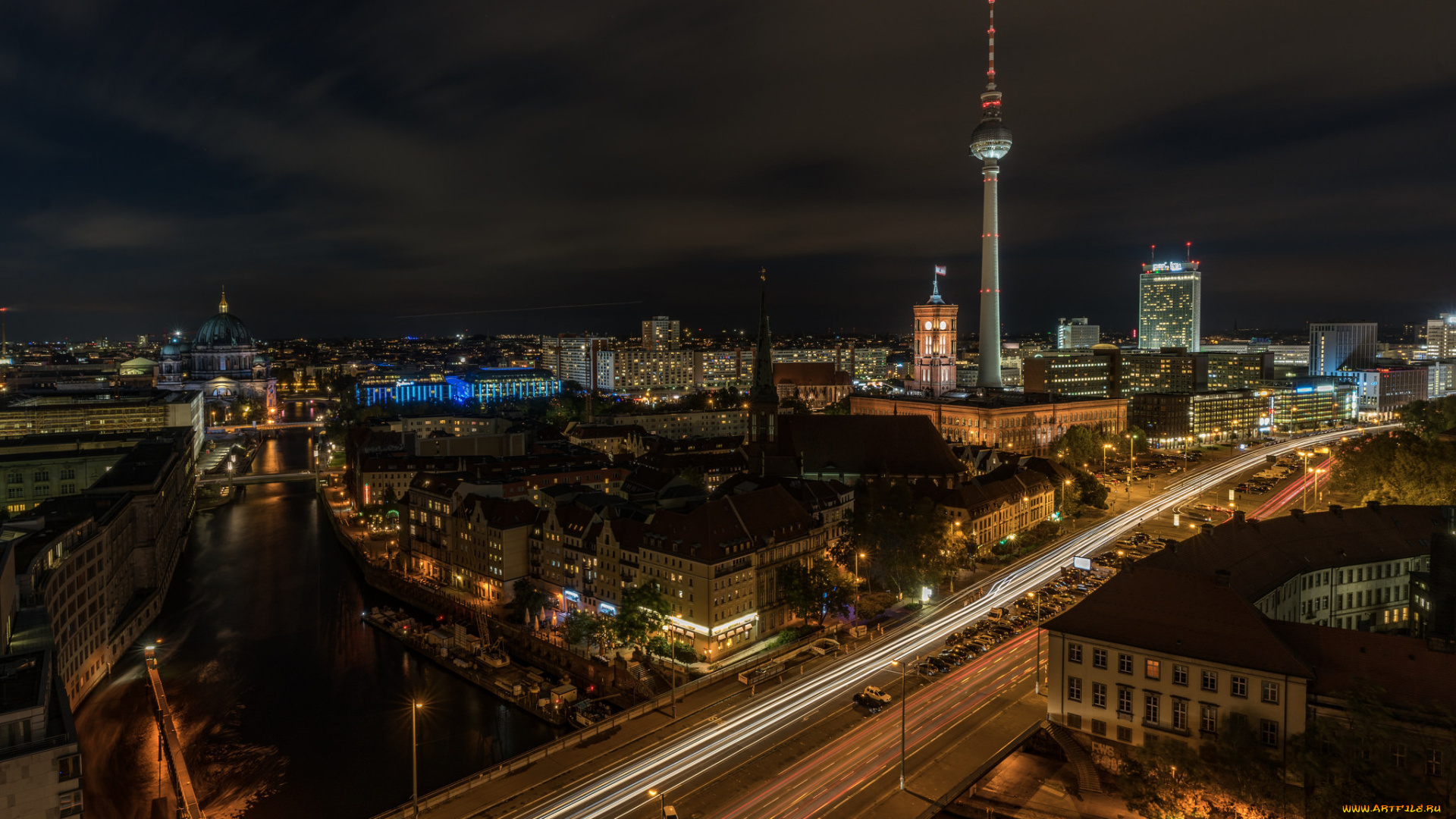 berlin, города, берлин, , германия, ночь, огни