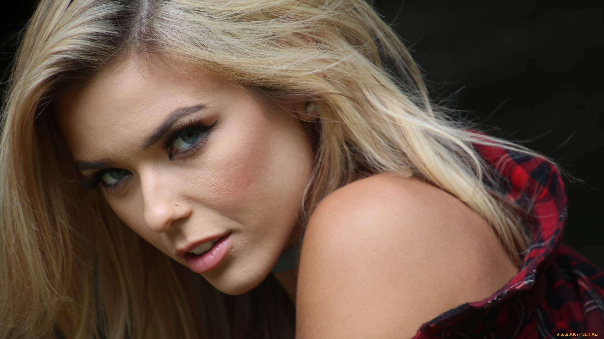 девушки, neesy, rizzo, лицо, рубашка, блондинка, модель