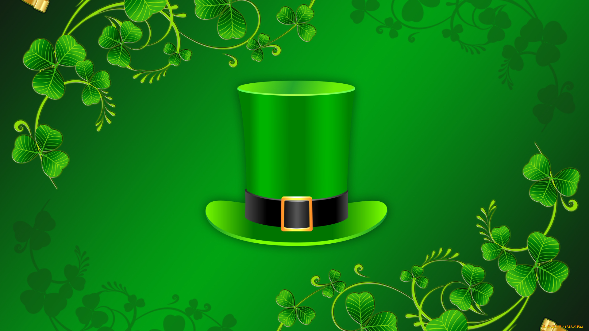 праздничные, день, святого, патрика, подкова, листья, рендеринг, ирландия, цилиндр, день, святого, патрика, вектор, 17-го, марта