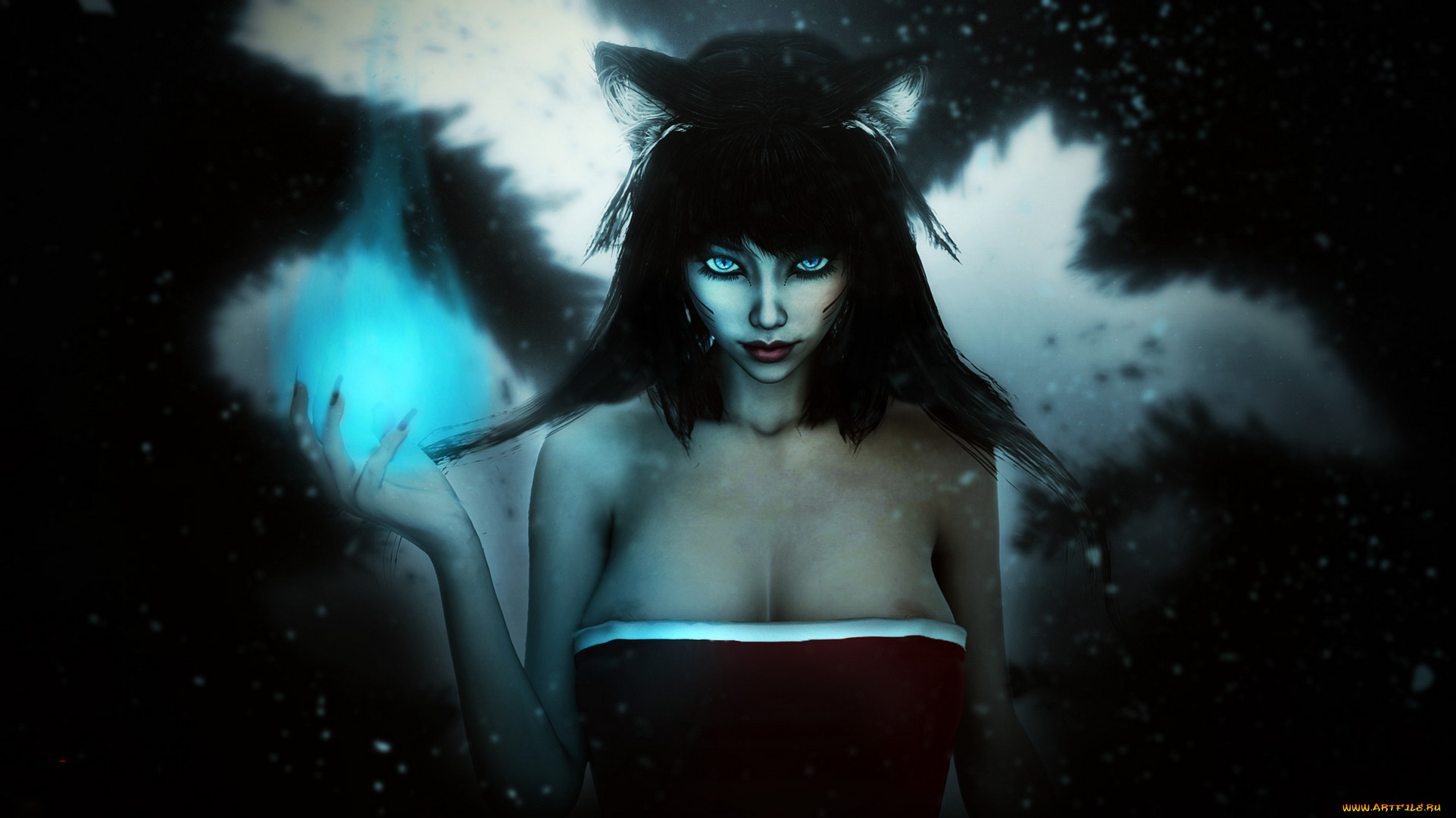 видео, игры, league, of, legends, уши, взгляд, девушка, фон, ahri