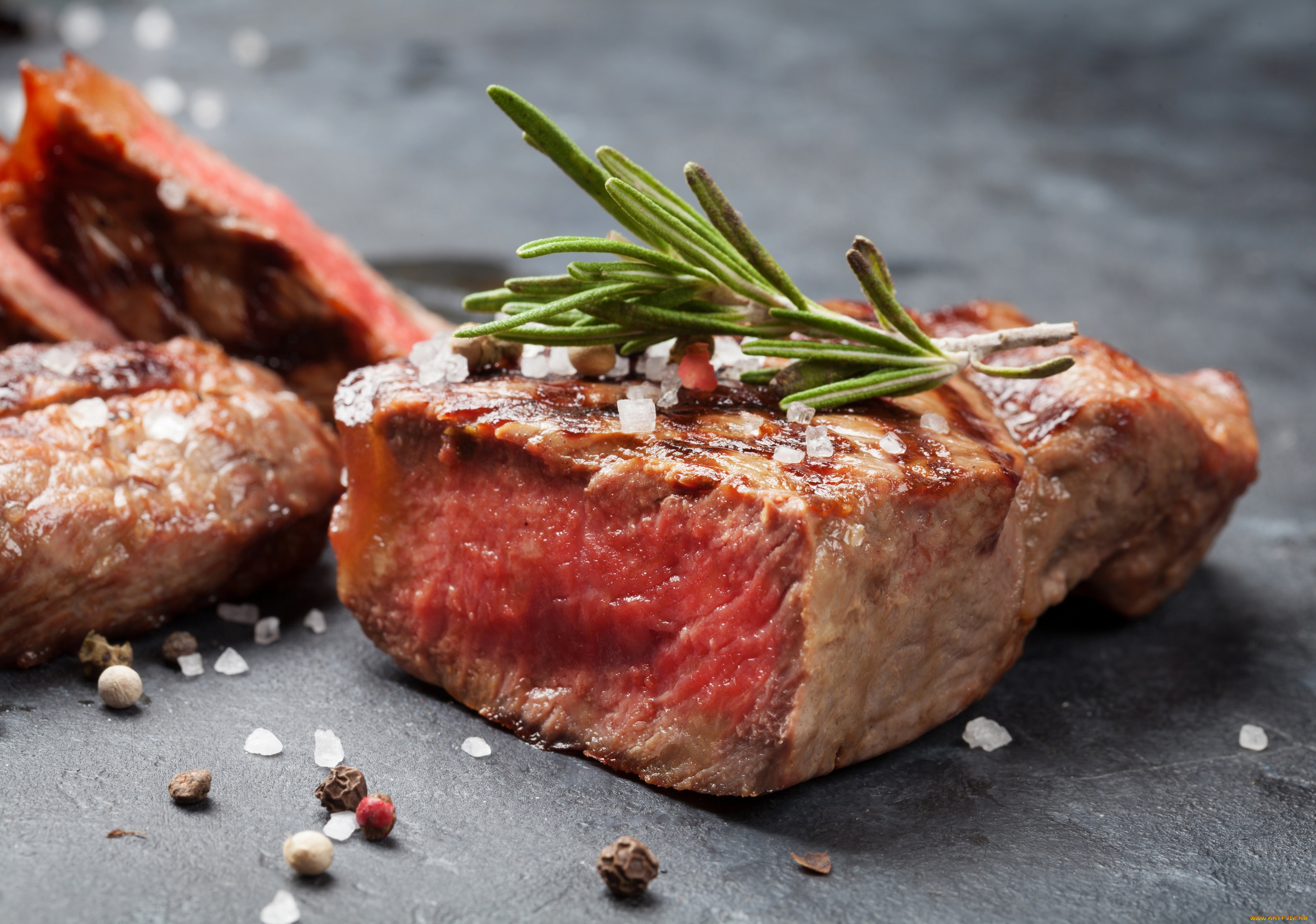 еда, мясные, блюда, соль, зелень, стейк