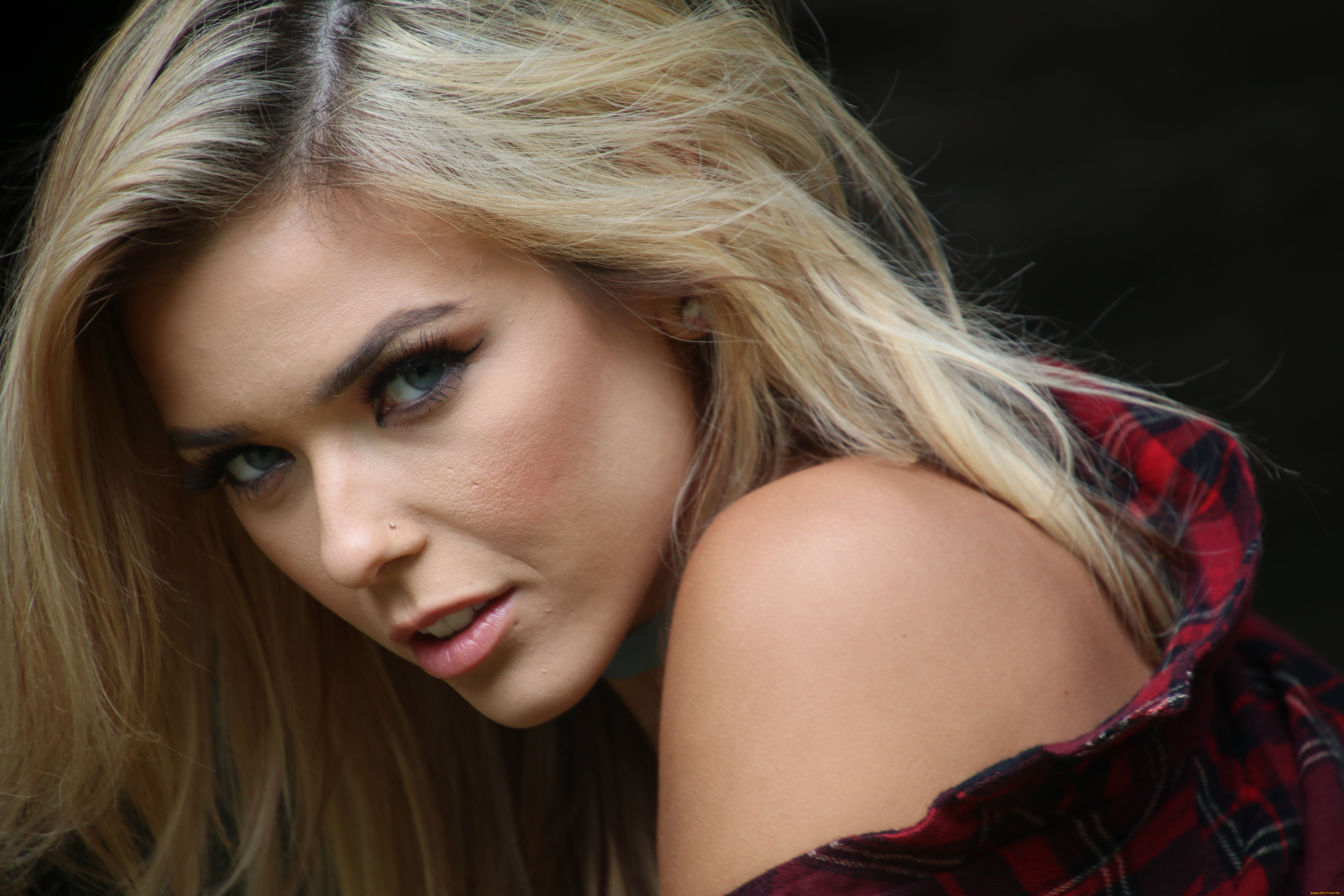 девушки, neesy, rizzo, лицо, рубашка, блондинка, модель