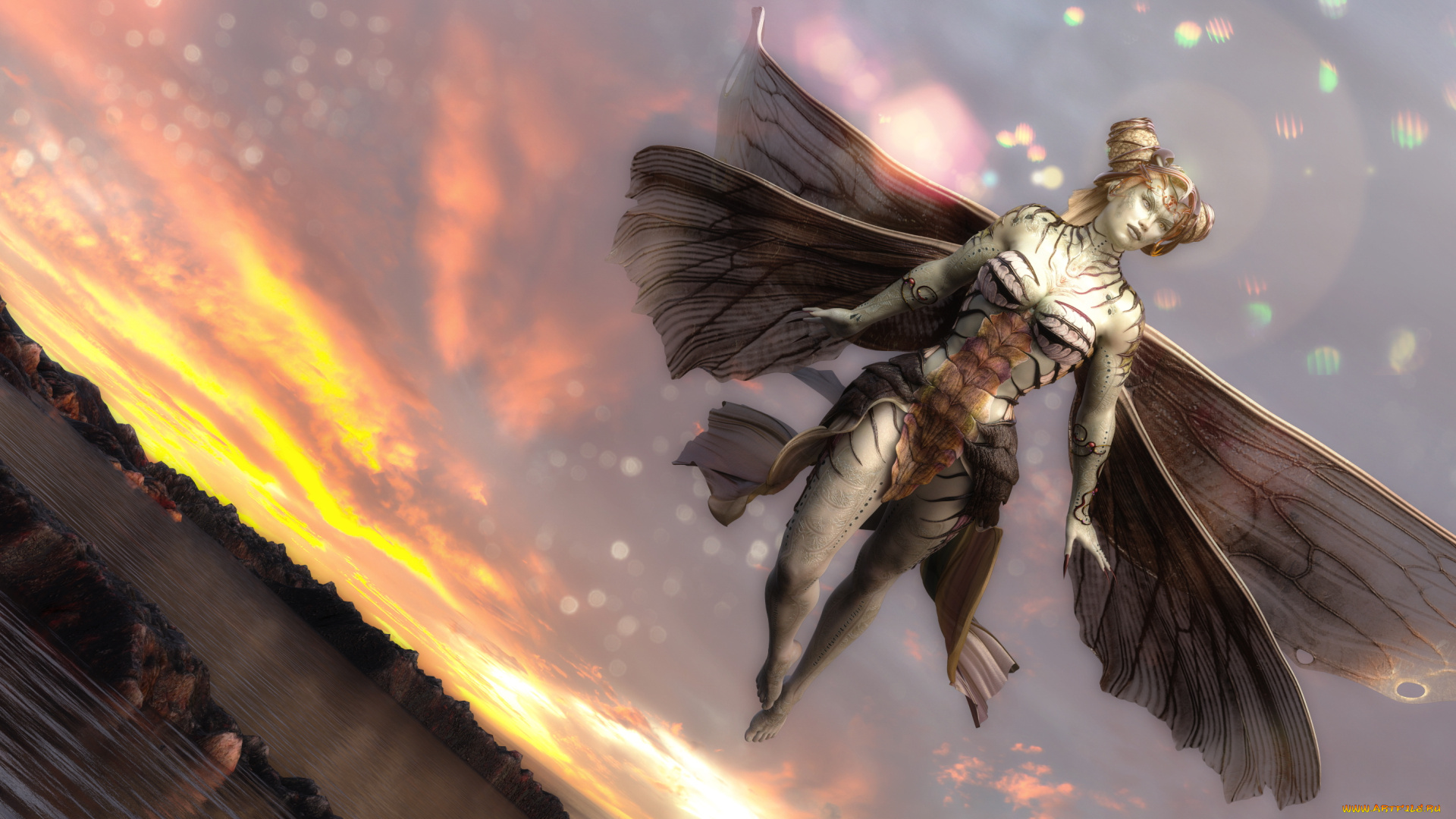 3д, графика, существа, , creatures, девушка, взгляд, фон