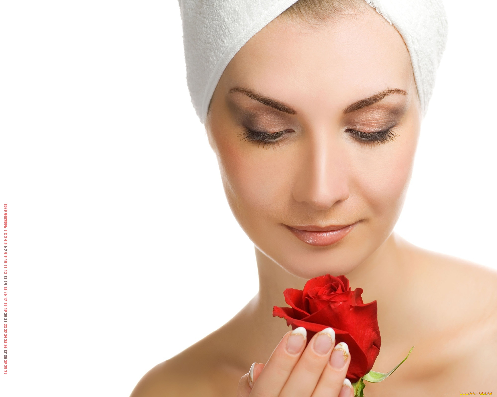 календари, девушки, цветок, роза, лицо, женщина