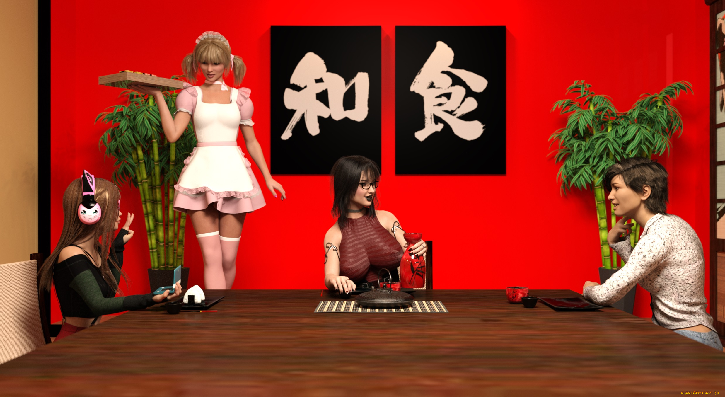 3д, графика, люди, , people, девушки, взгляд, фон