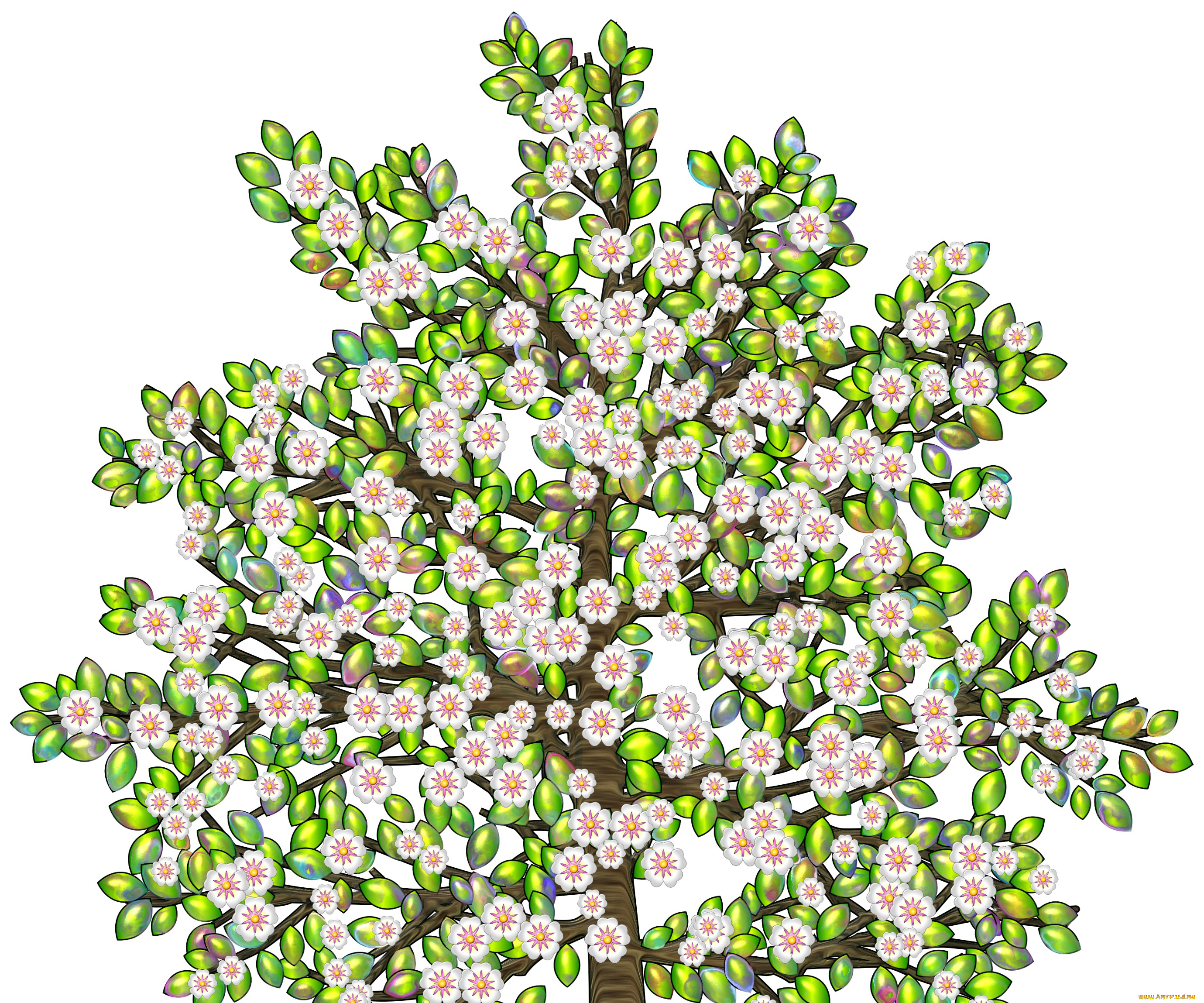 векторная, графика, природа, , nature, фон, цветы, дерево