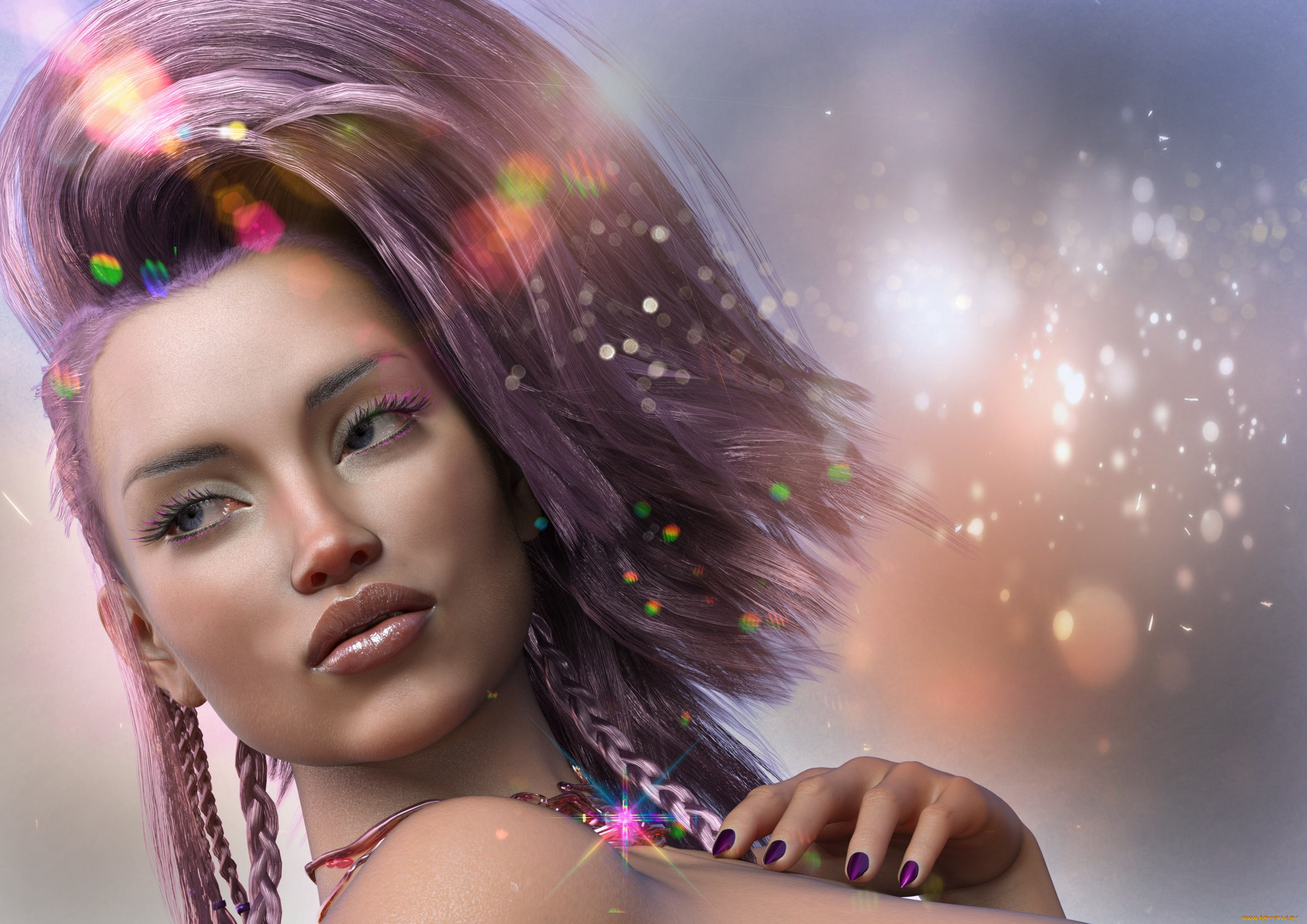 3д, графика, портрет, , portraits, фон, взгляд, девушка